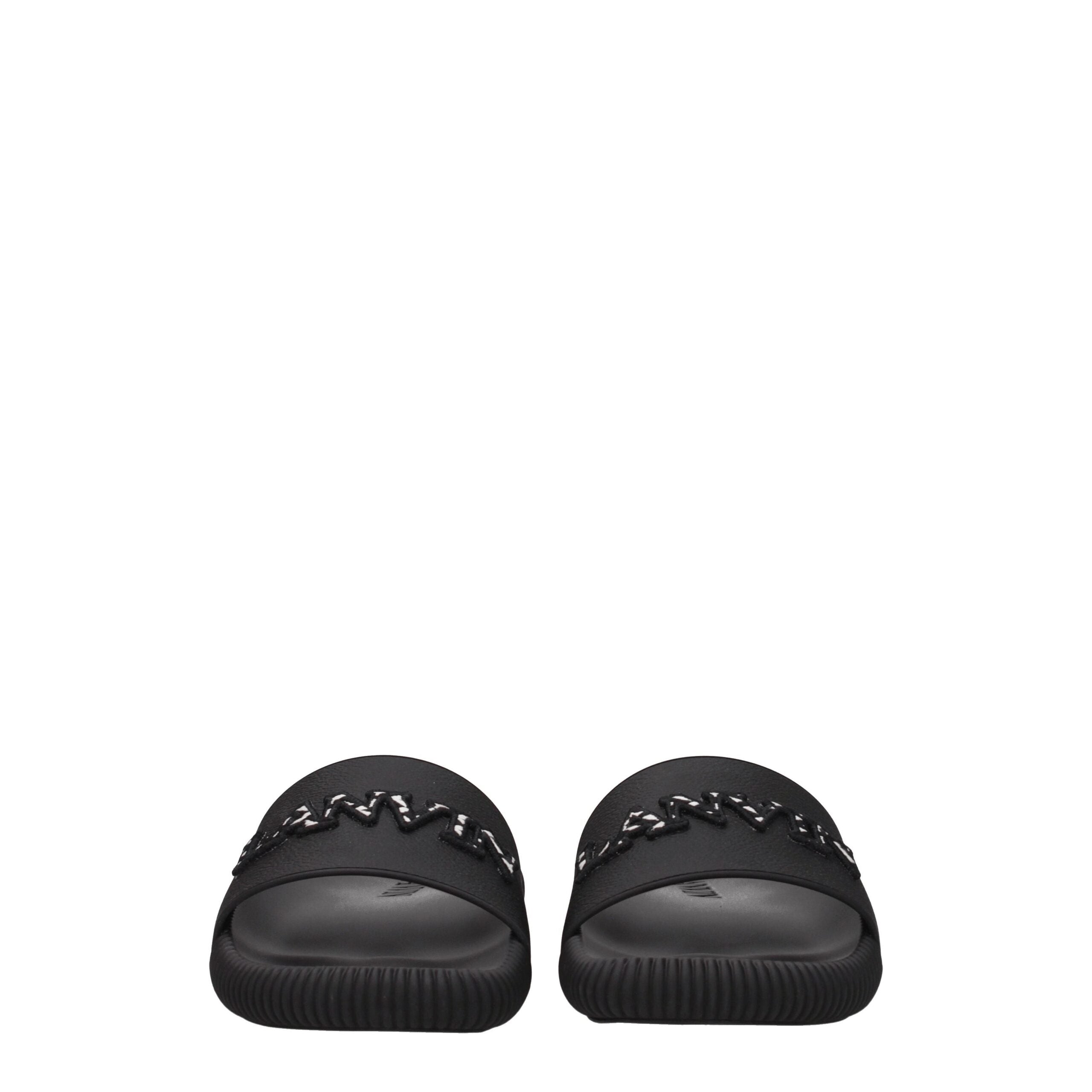 Black Cotton Slippers Sandals Lanvin