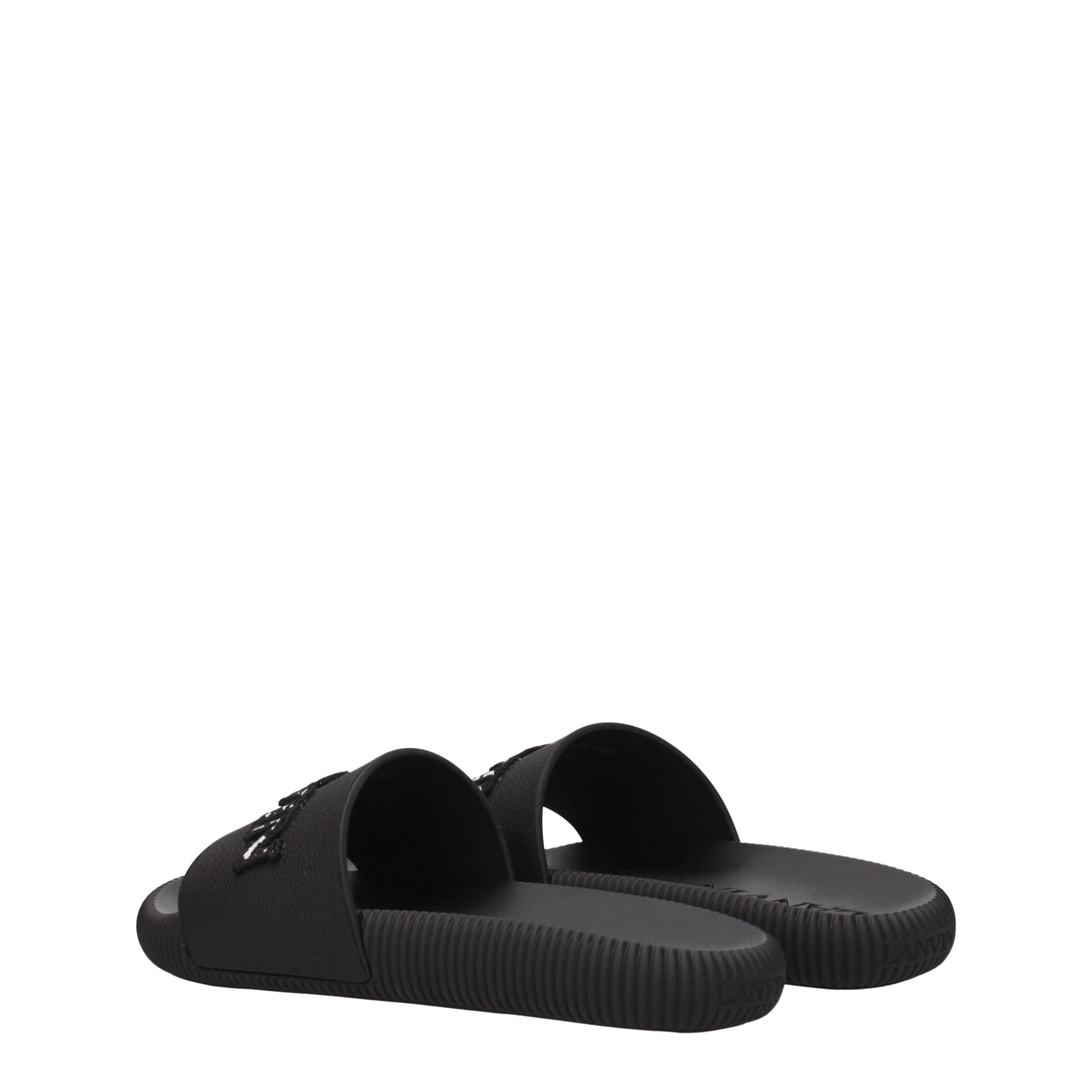 Black Cotton Slippers Sandals Lanvin