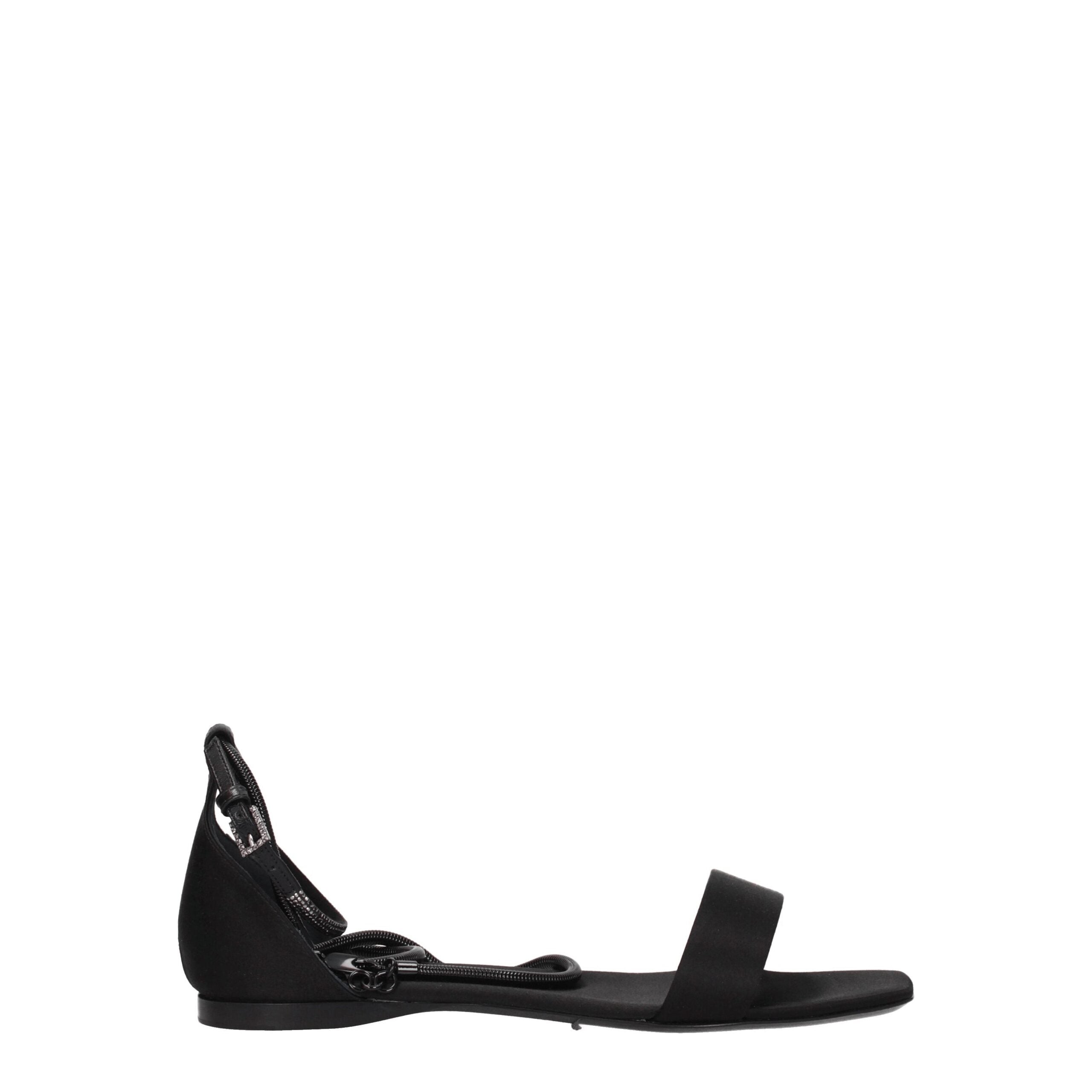 Black Satin Flat Sandals Max Mara