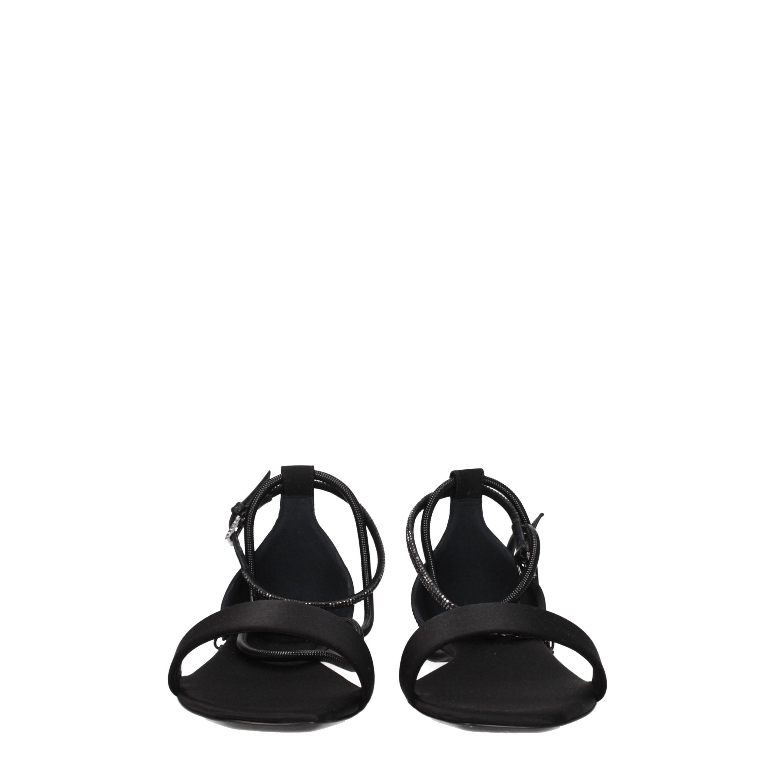 Black Satin Flat Sandals Max Mara