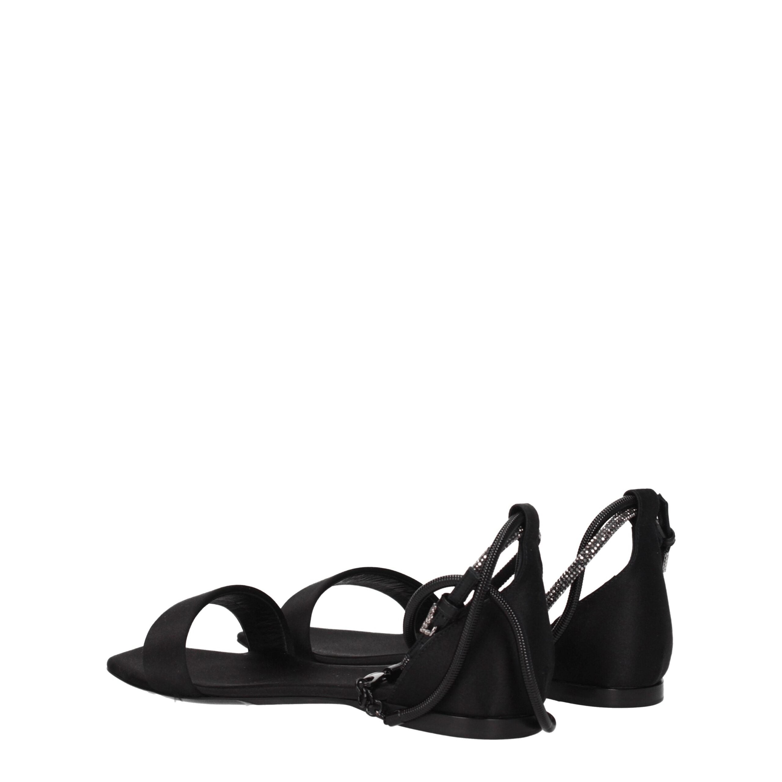 Black Satin Flat Sandals Max Mara