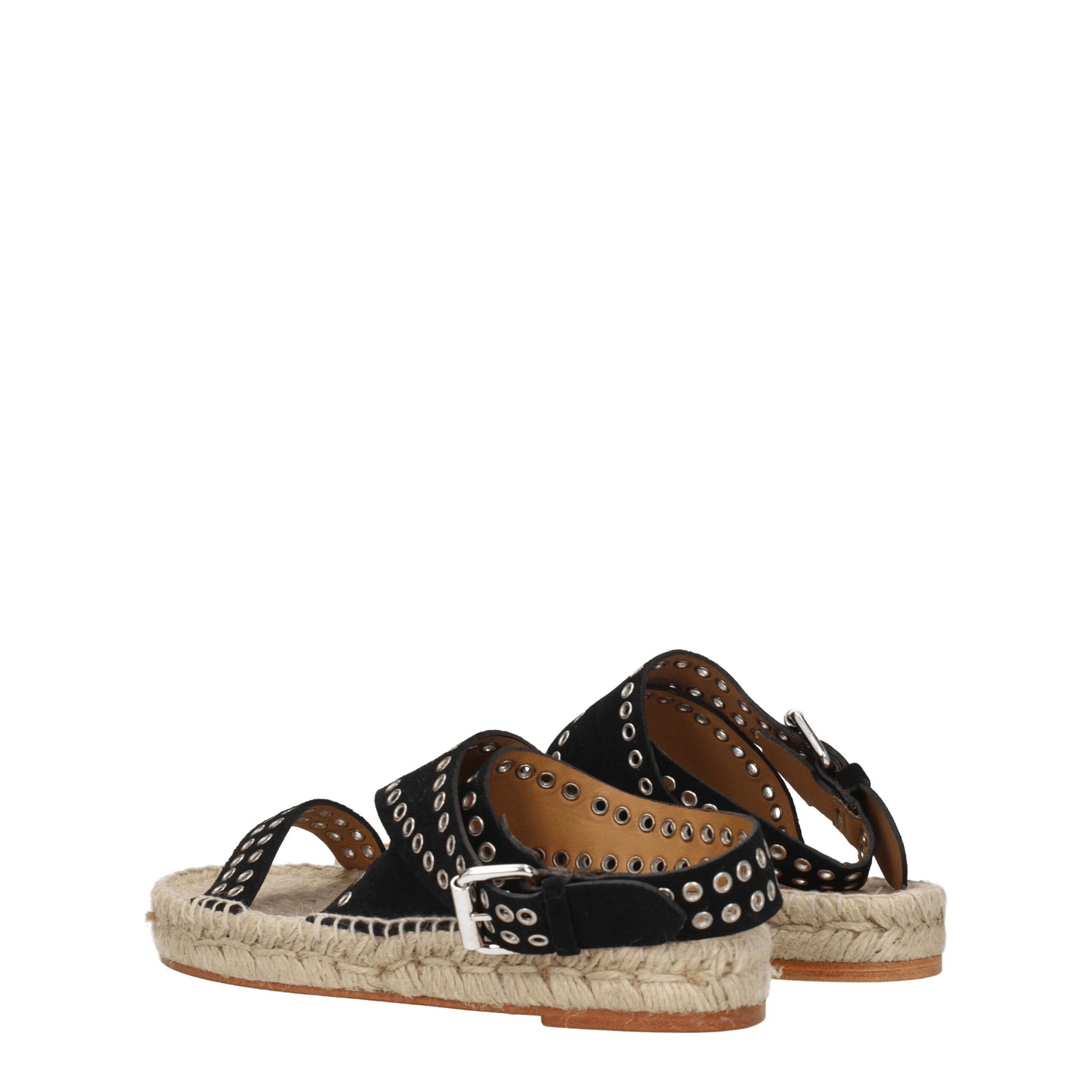 Black Leather Flat Sandals Isabel Marant