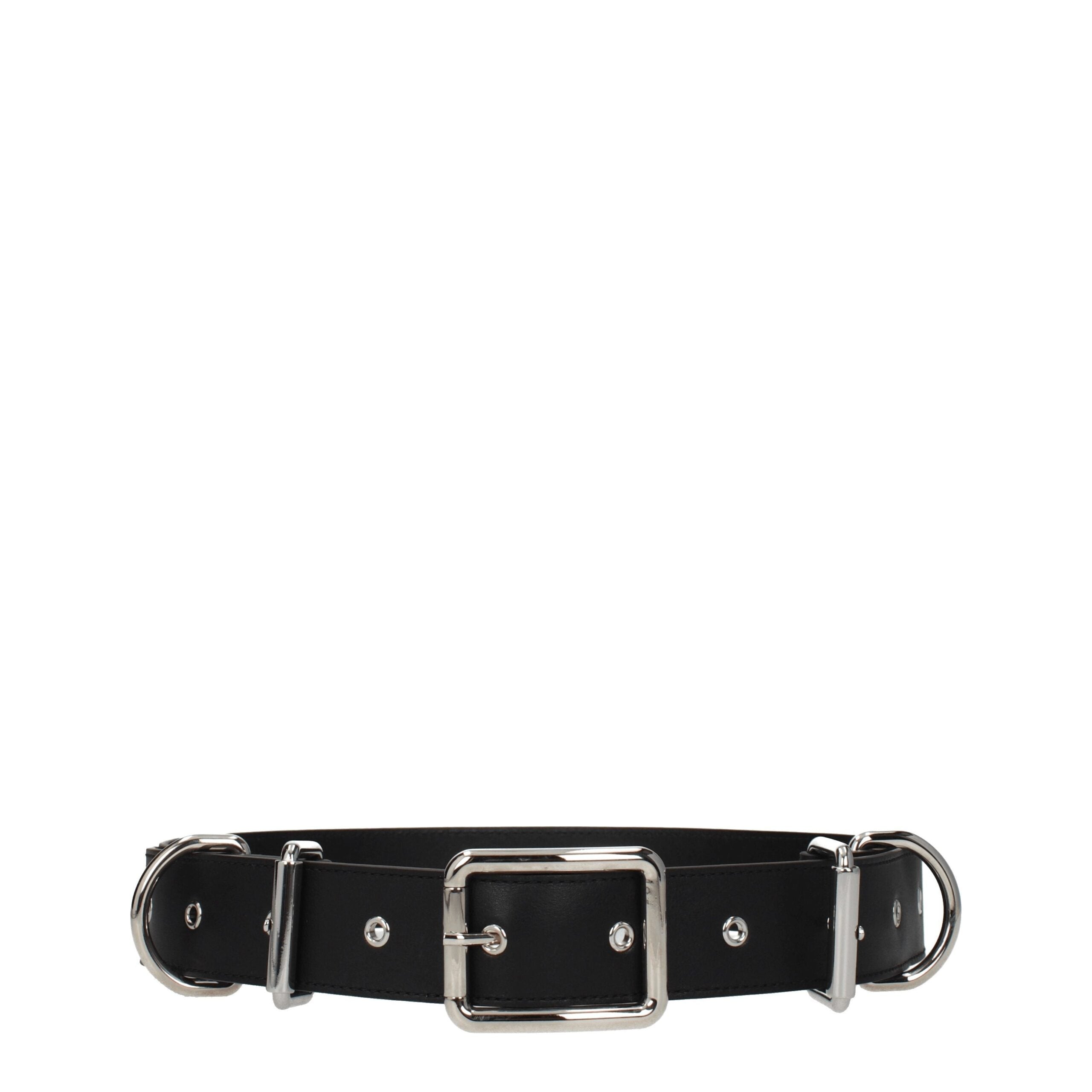 Black Leather Belts Moschino