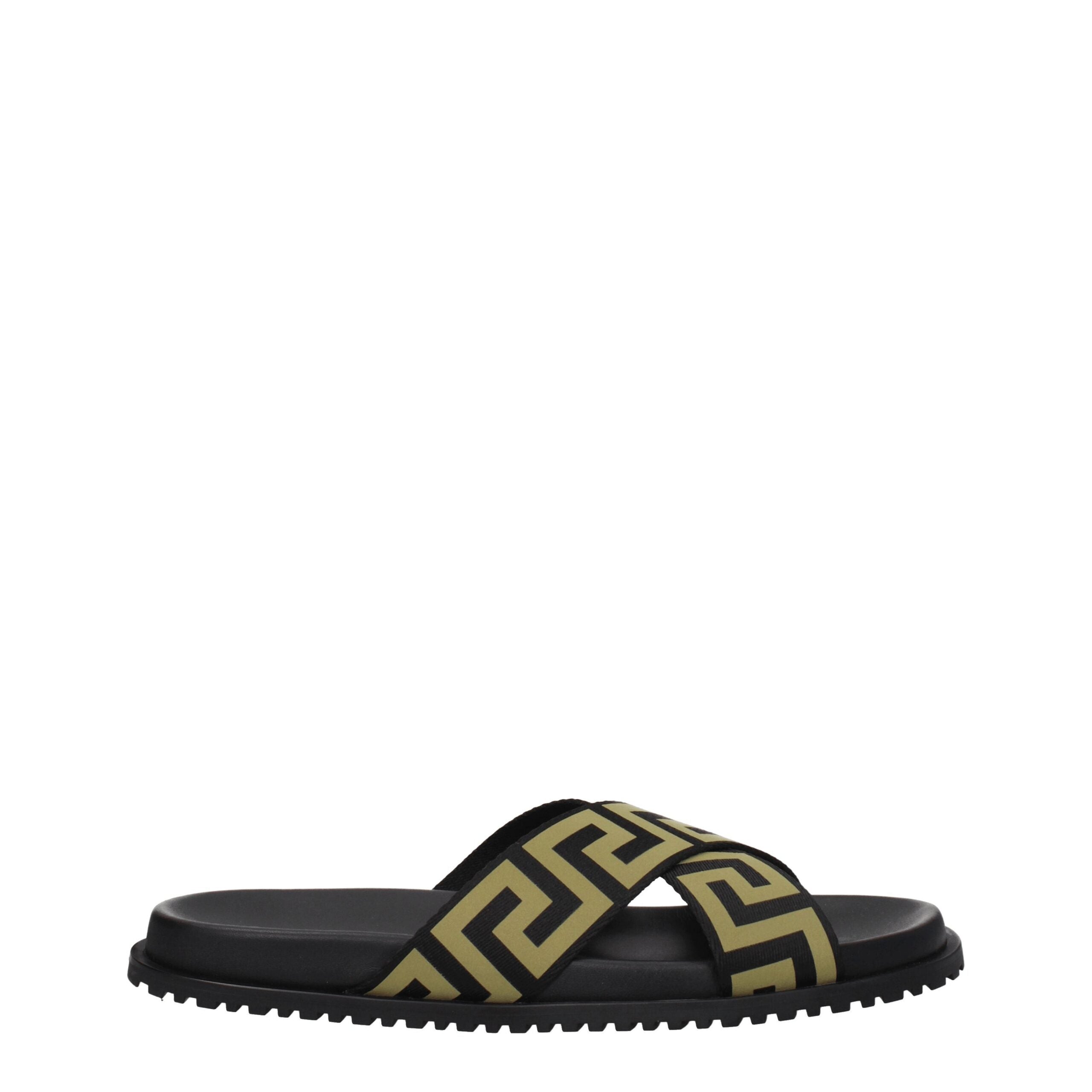 Black Fabric Slippers Sandals Versace