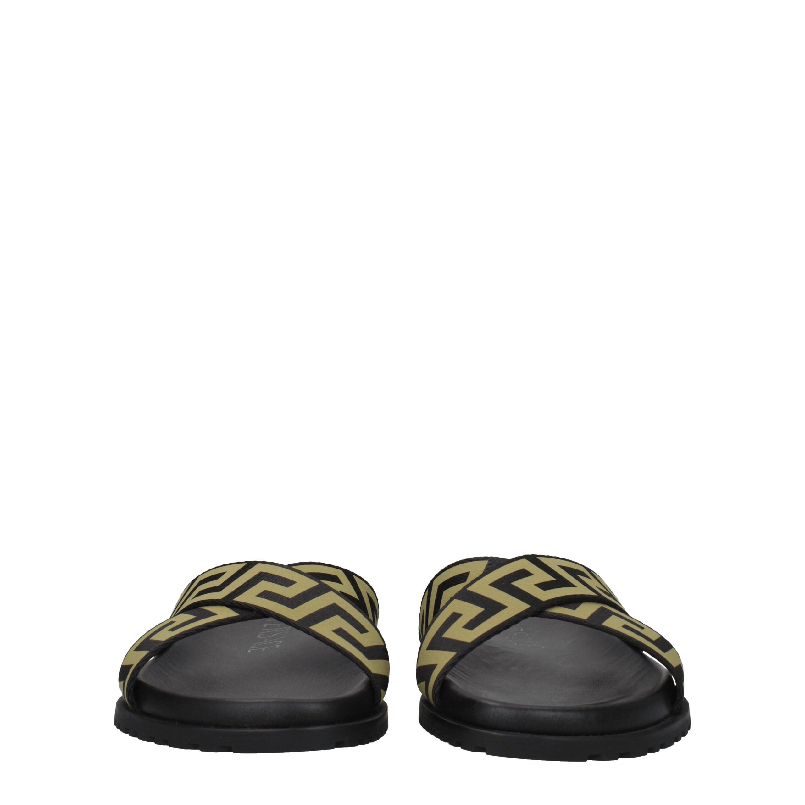 Black Fabric Slippers Sandals Versace