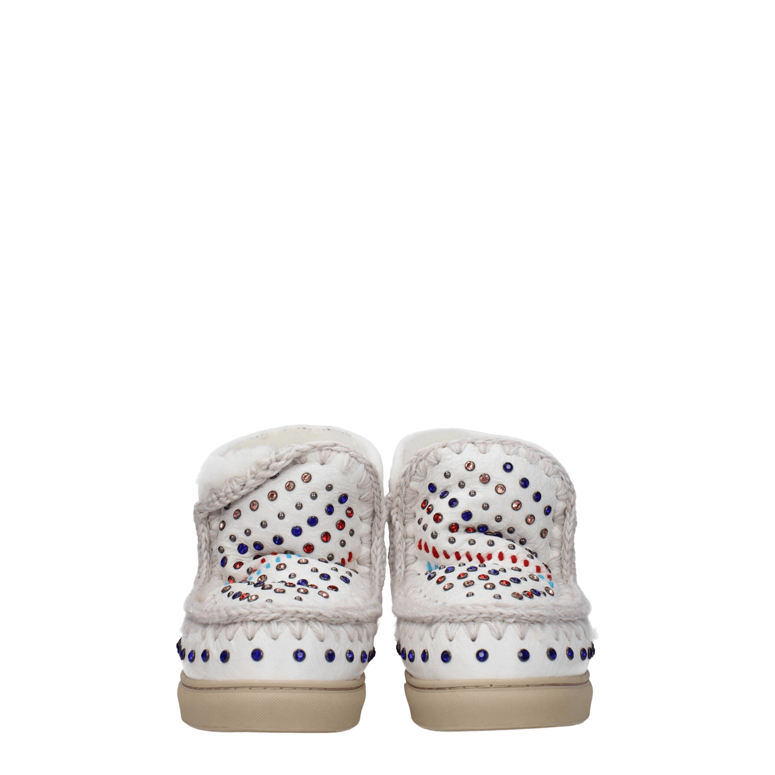 White Leather Ankle Boots Mou