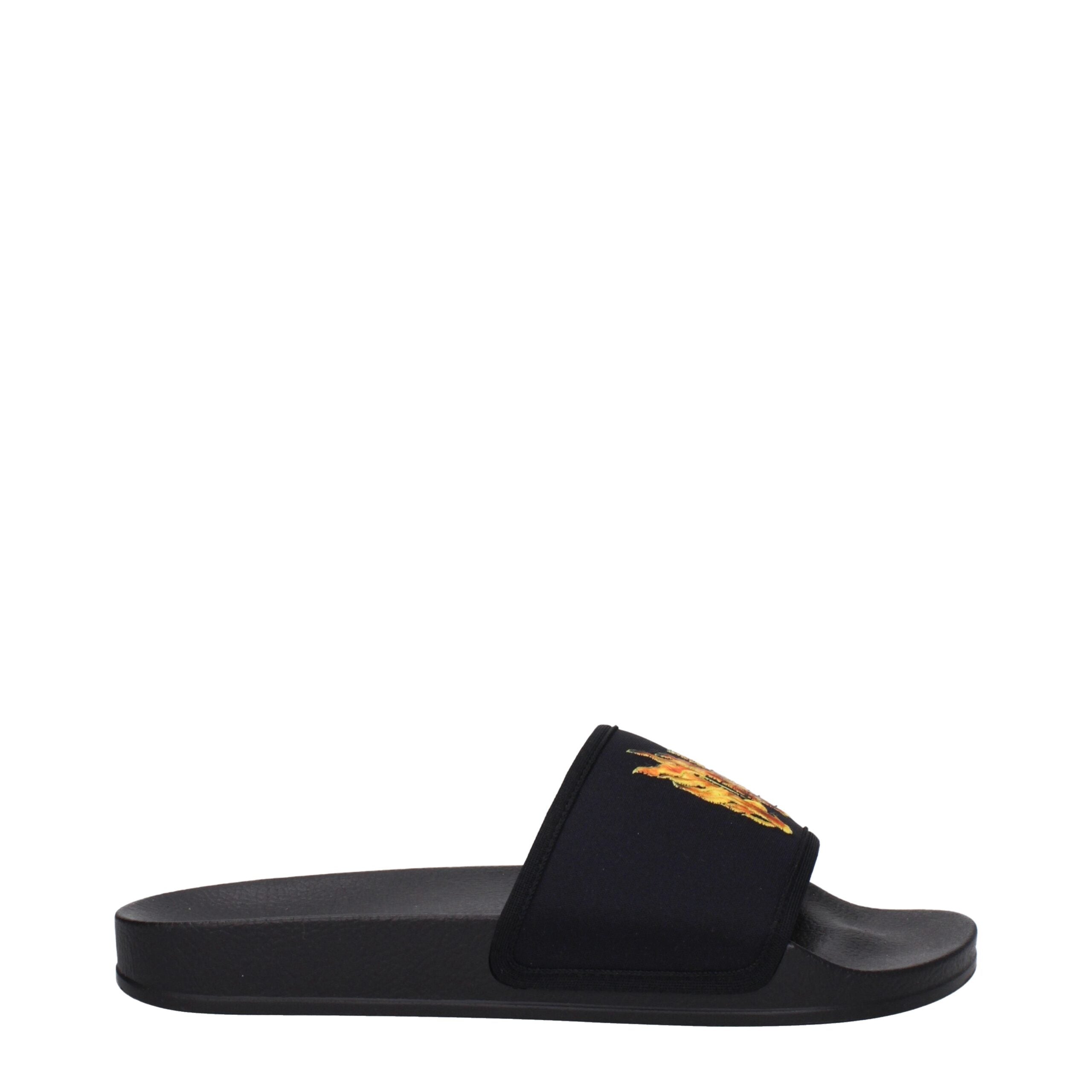 Black Fabric Slippers Sandals Palm Angels