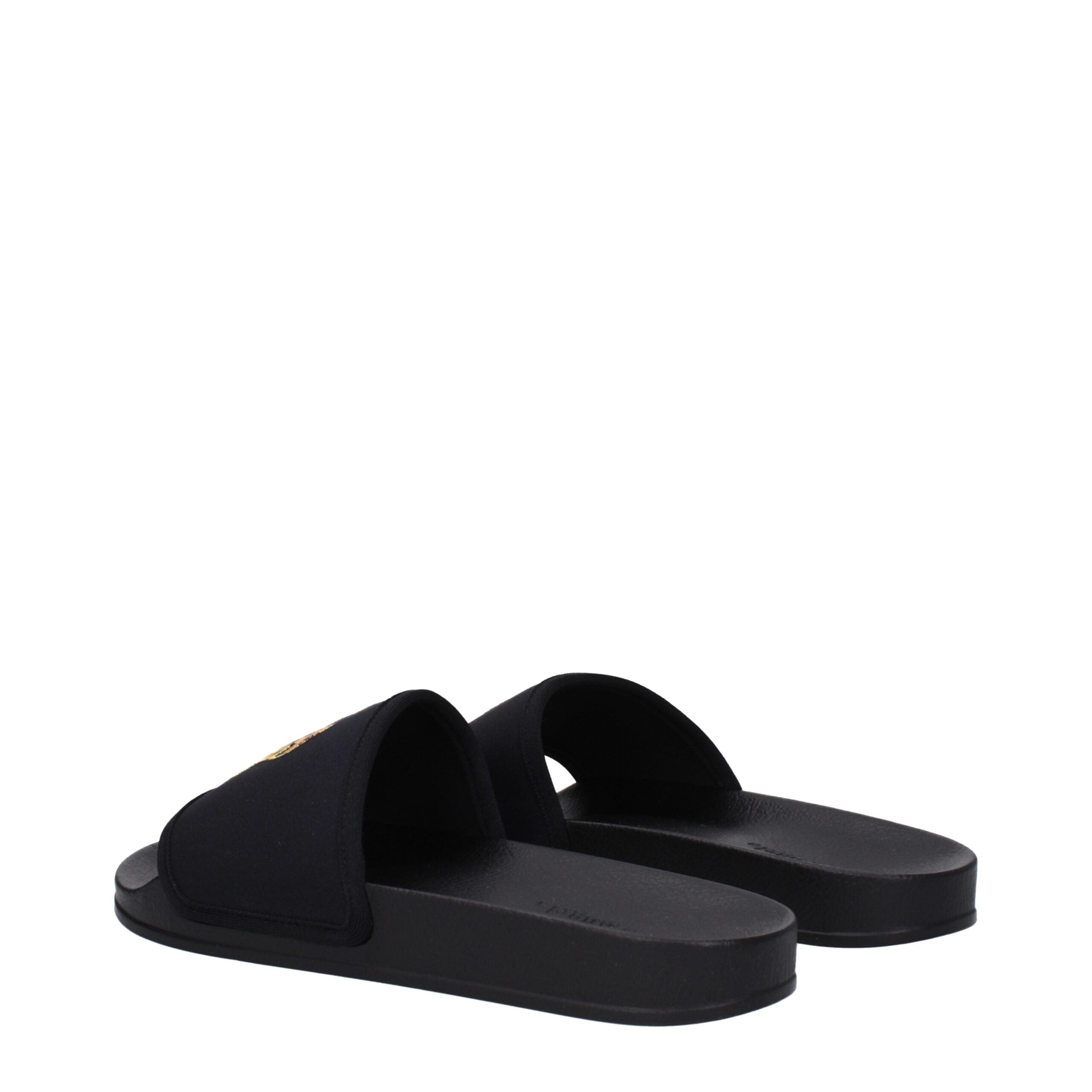 Black Fabric Slippers Sandals Palm Angels