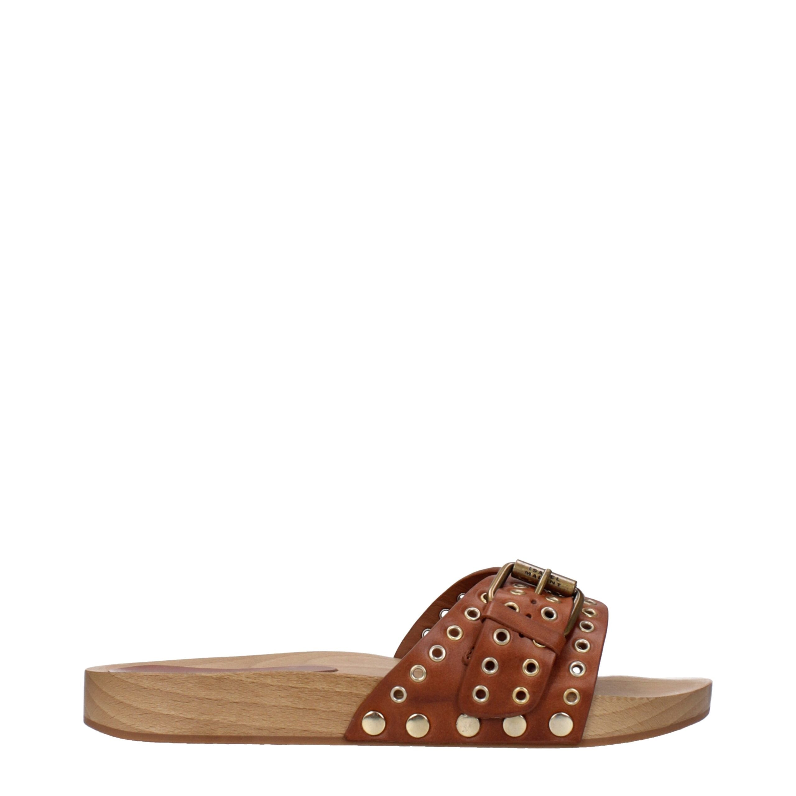 Brown Leather Slippers Sandals Isabel Marant