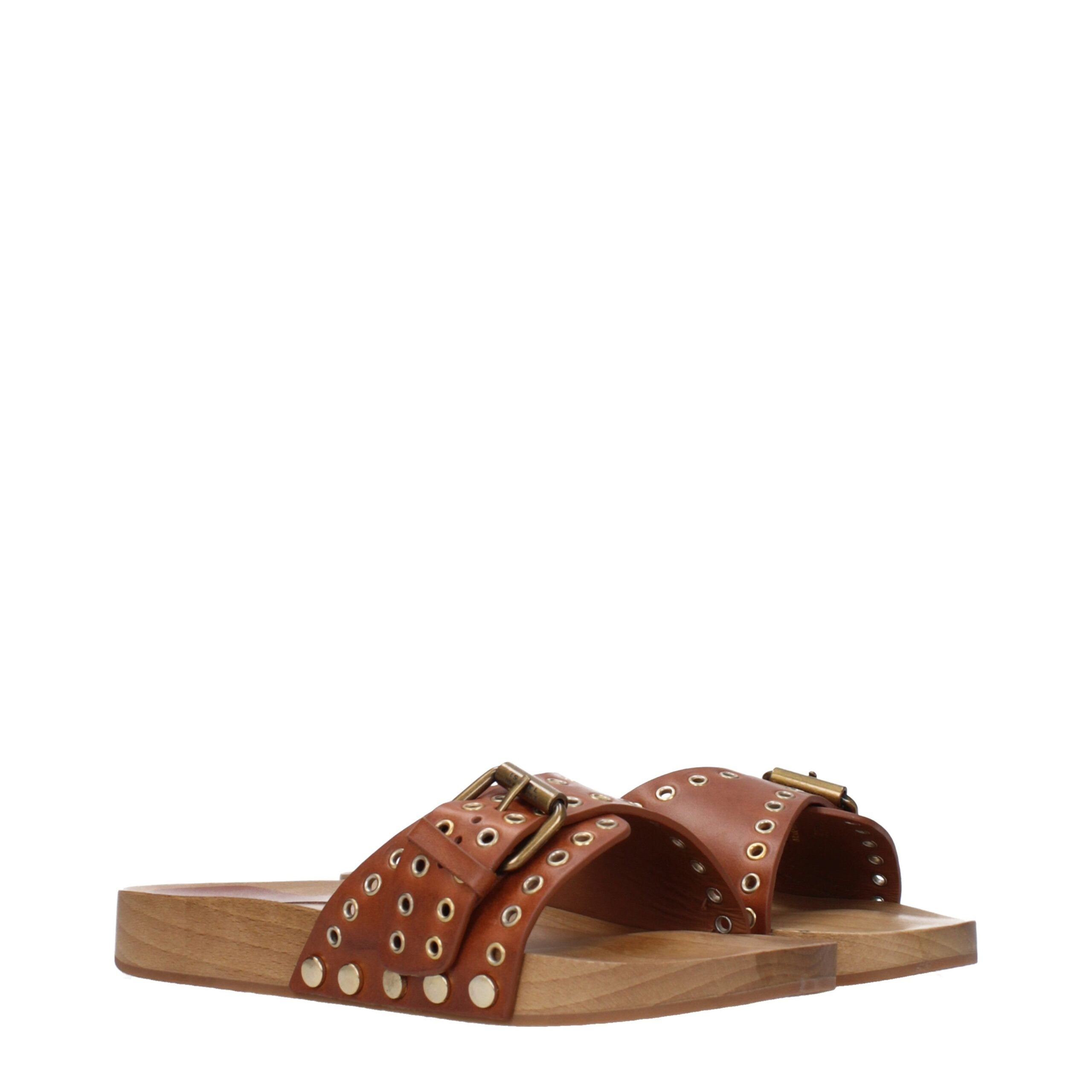 Brown Leather Slippers Sandals Isabel Marant
