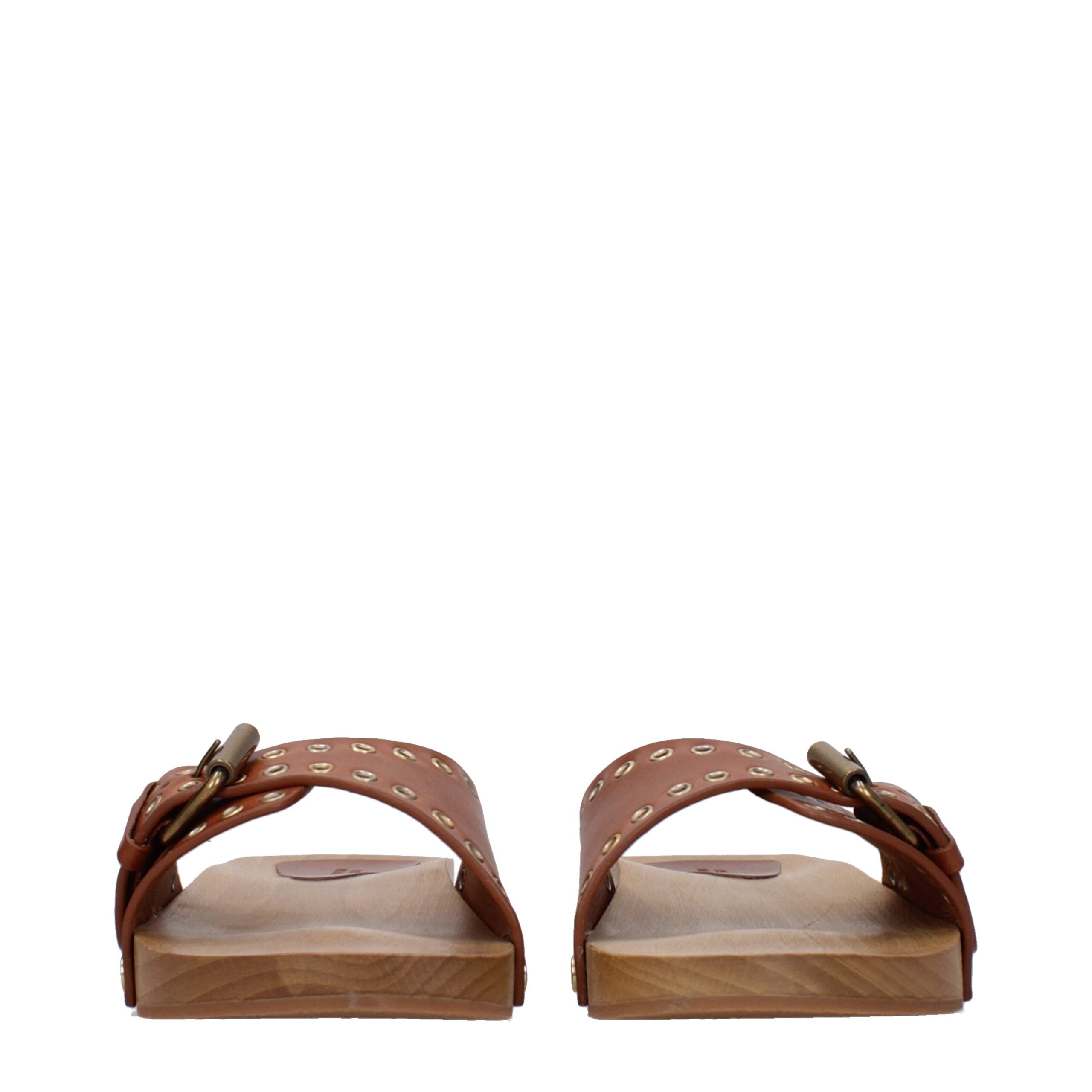 Brown Leather Slippers Sandals Isabel Marant