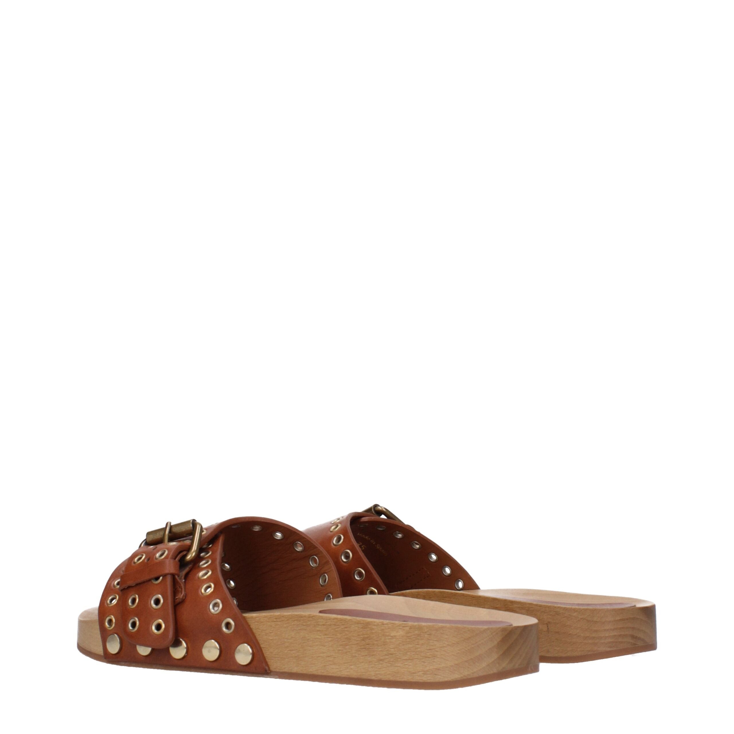 Brown Leather Slippers Sandals Isabel Marant