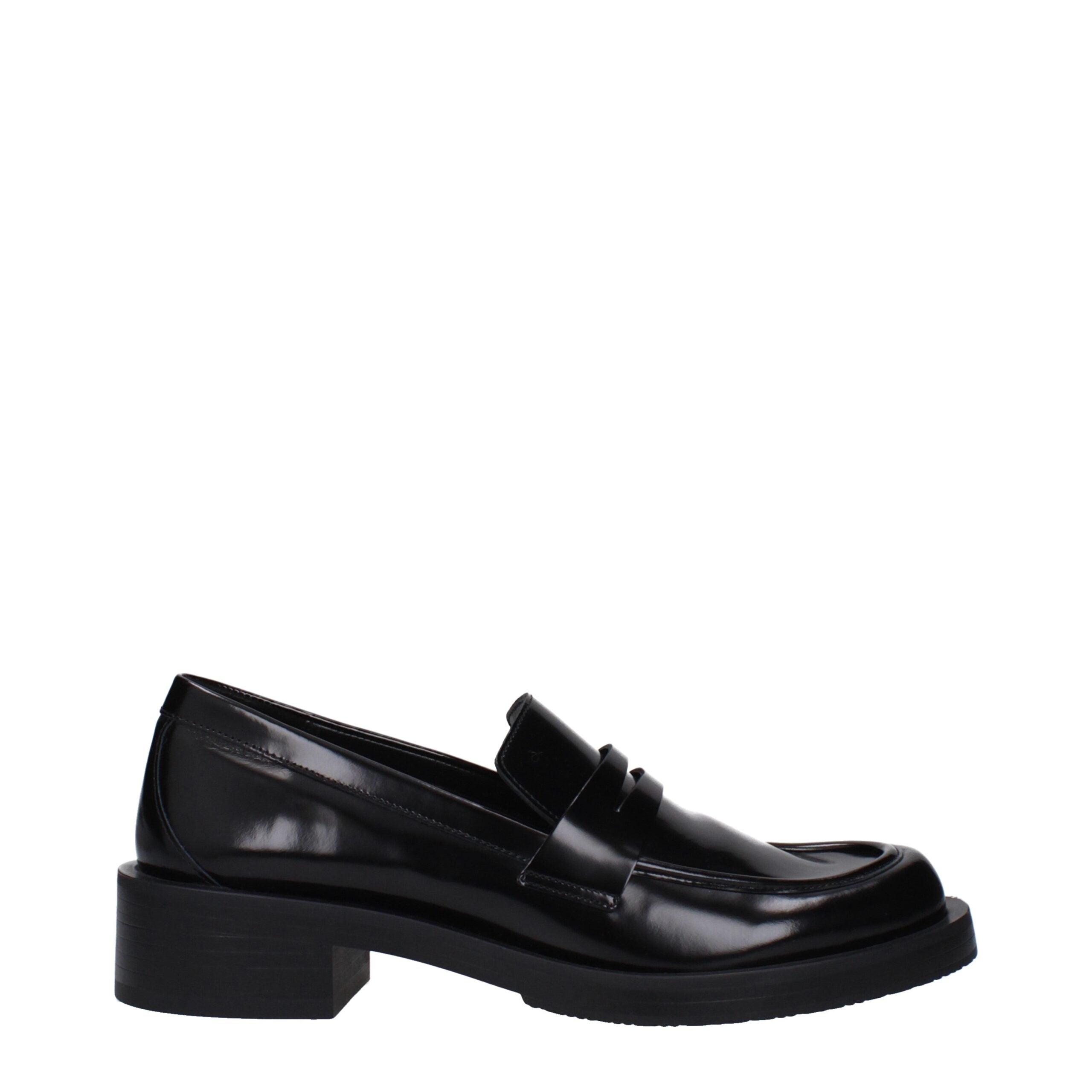 Black Leather Slip-On Loafers Stuart Weitzman