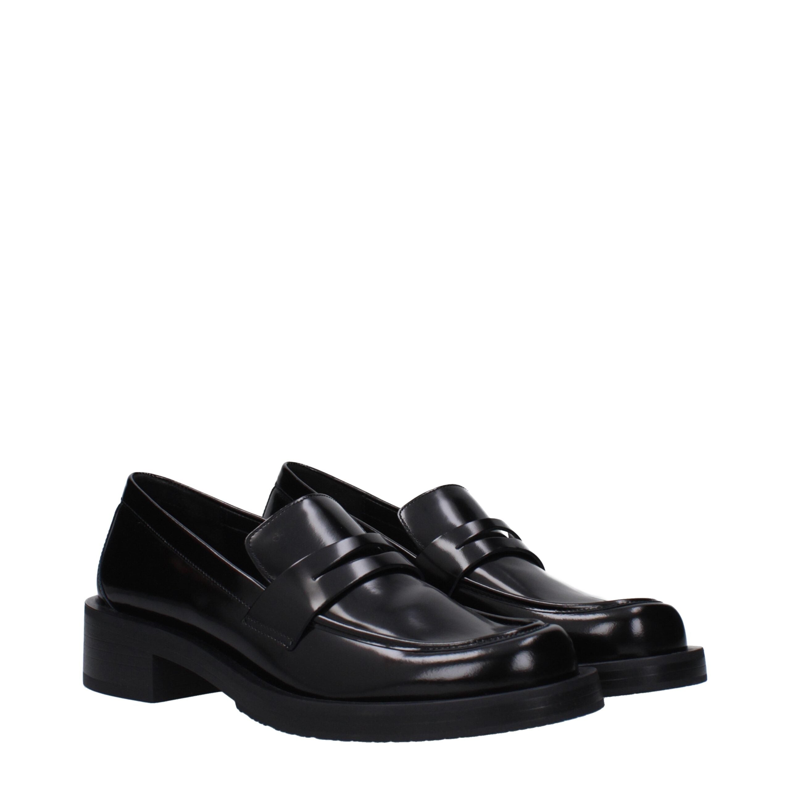 Black Leather Slip-On Loafers Stuart Weitzman