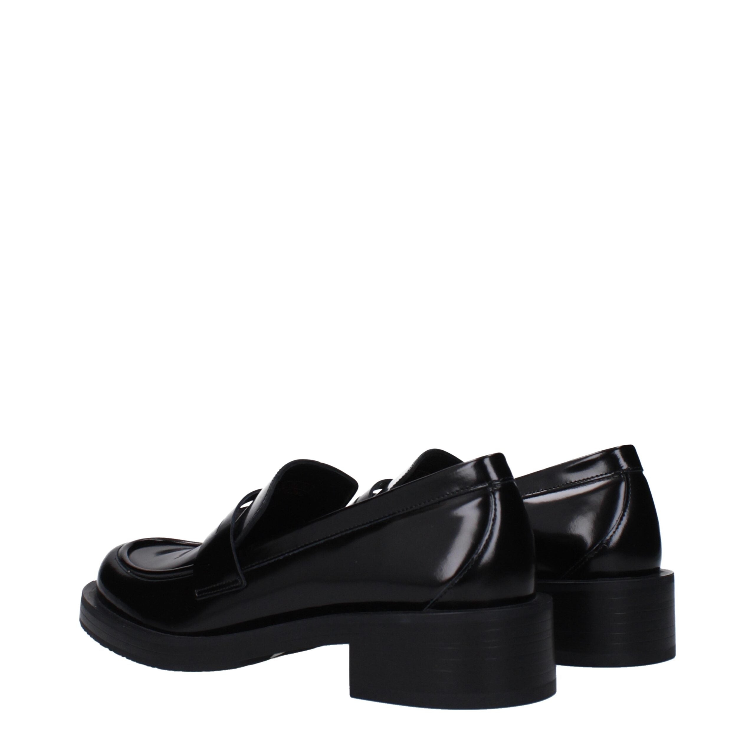Black Leather Slip-On Loafers Stuart Weitzman