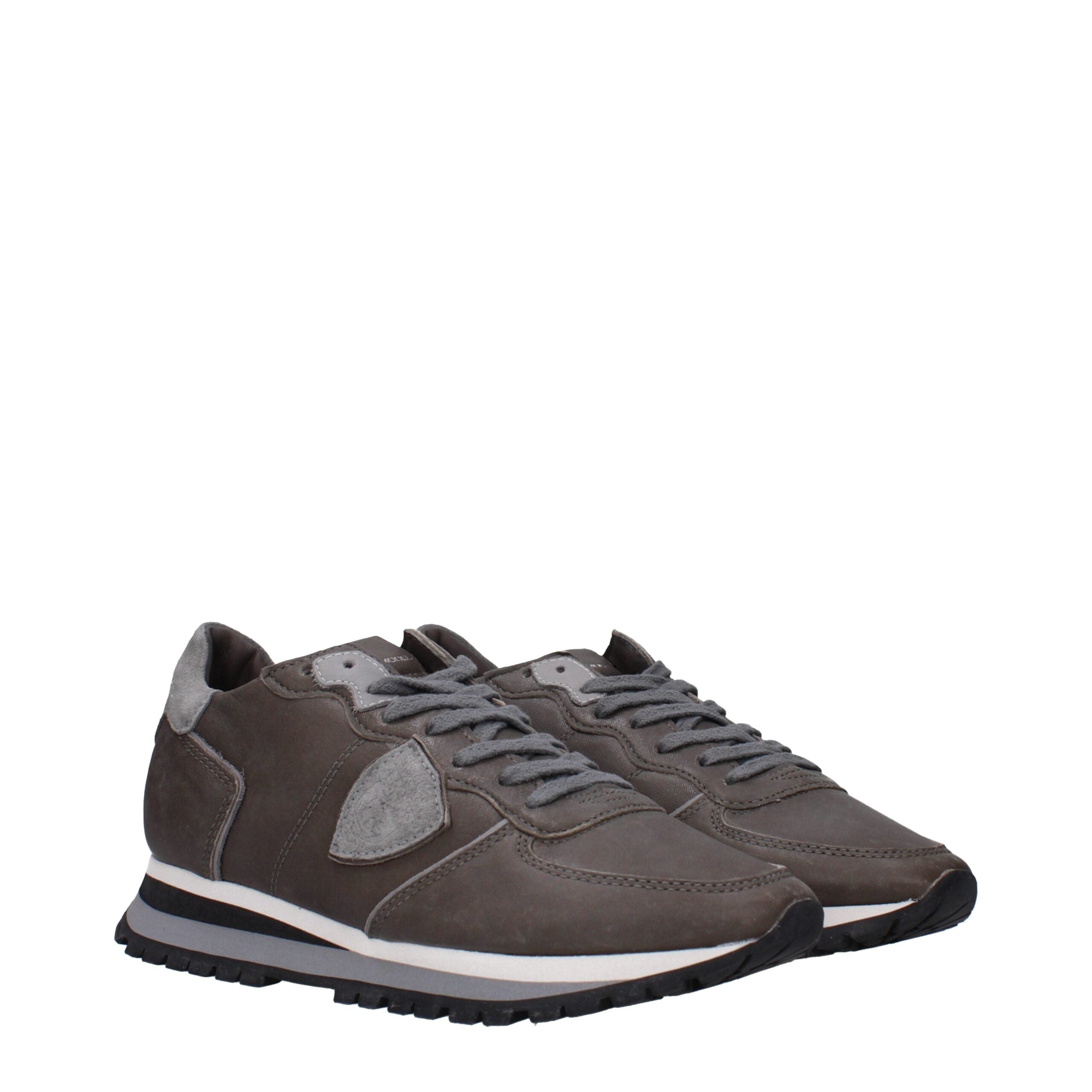 Gray Leather Sneakers Philippe Model