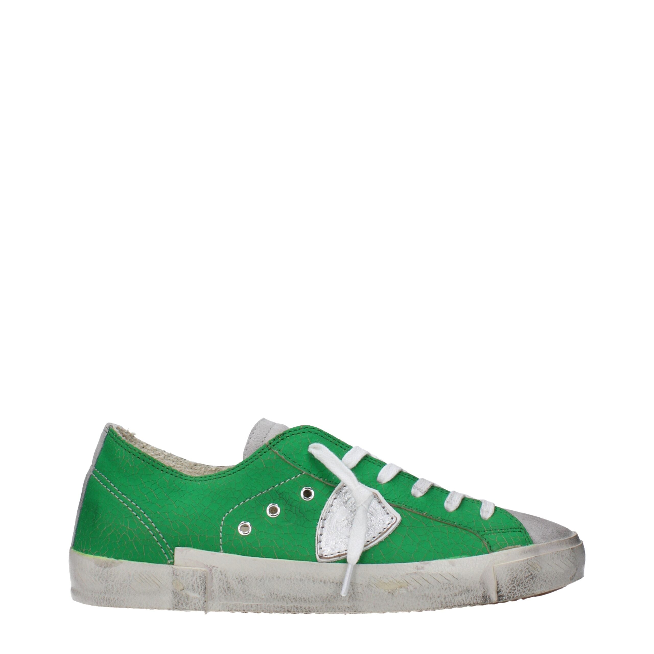 Green Leather Low Tops Philippe Model