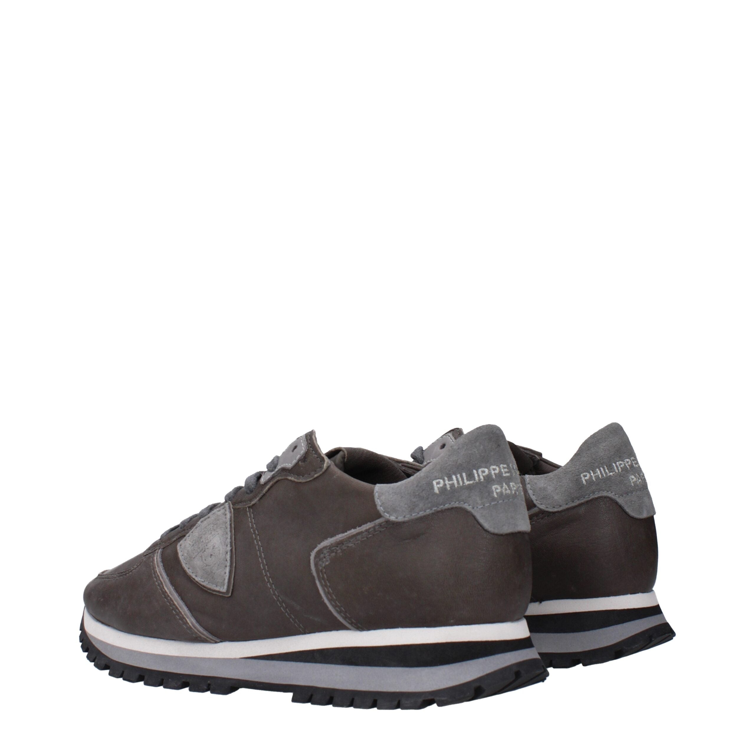 Gray Leather Sneakers Philippe Model