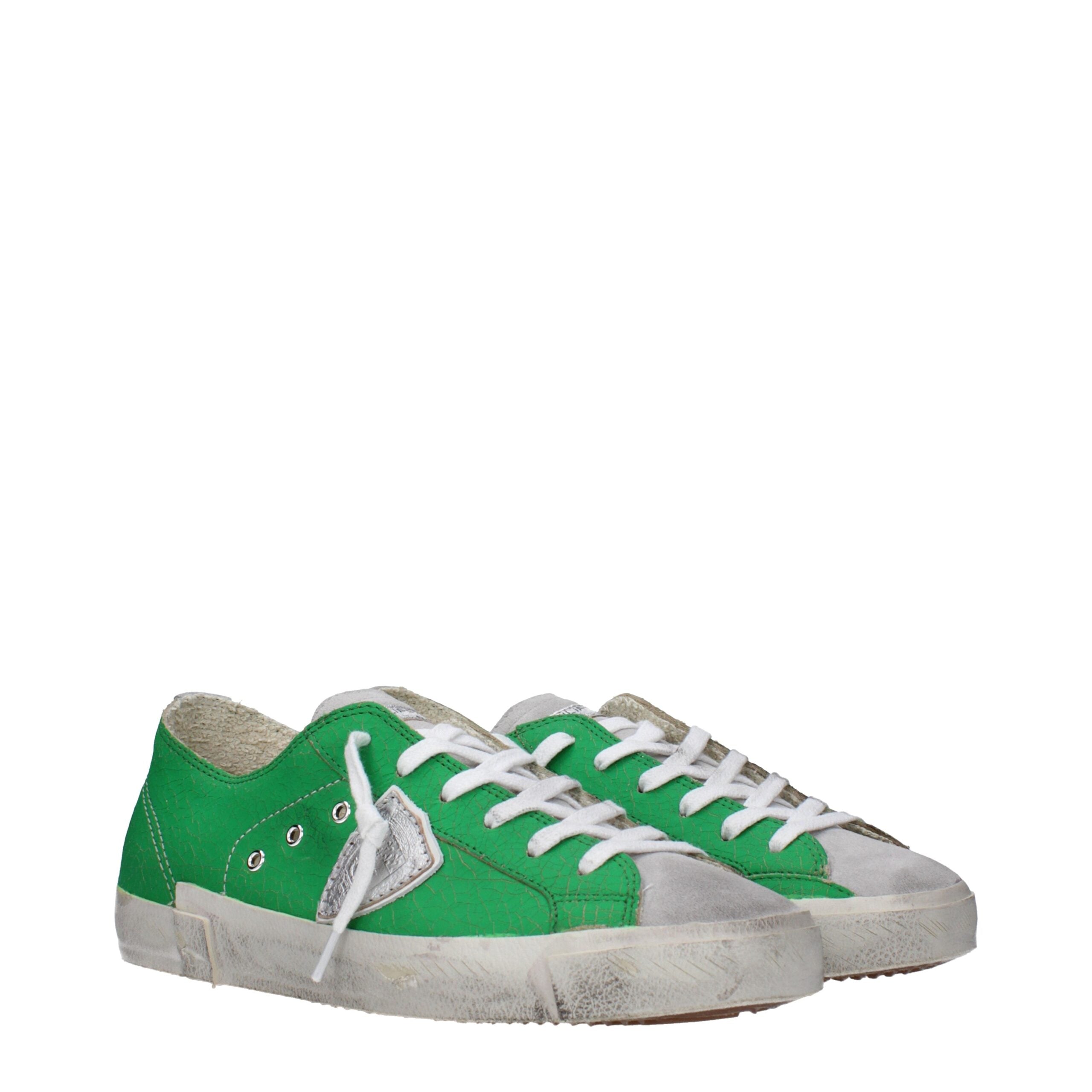Green Leather Low Tops Philippe Model