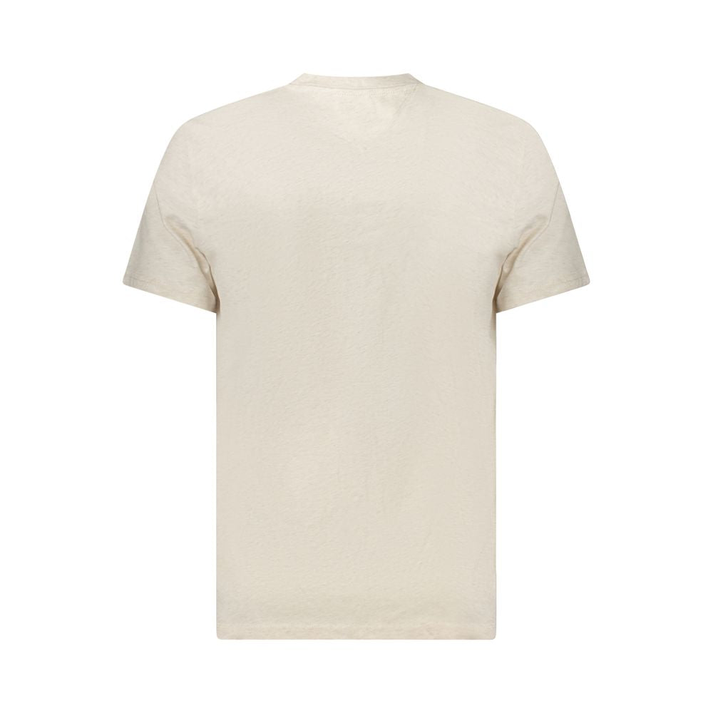 Beige Cotton Men T-Shirt Tommy Hilfiger