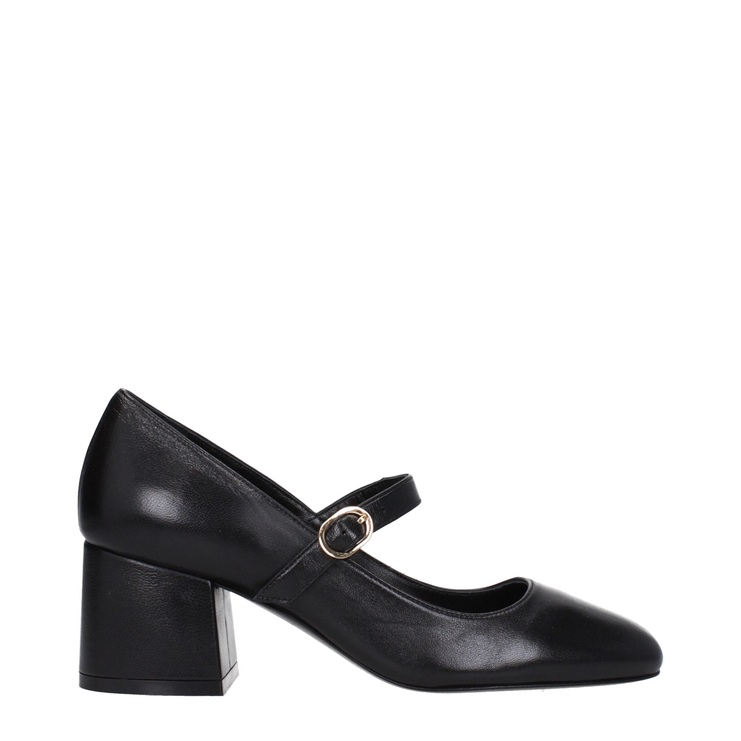Black Leather Mid Heel Pumps Stuart Weitzman