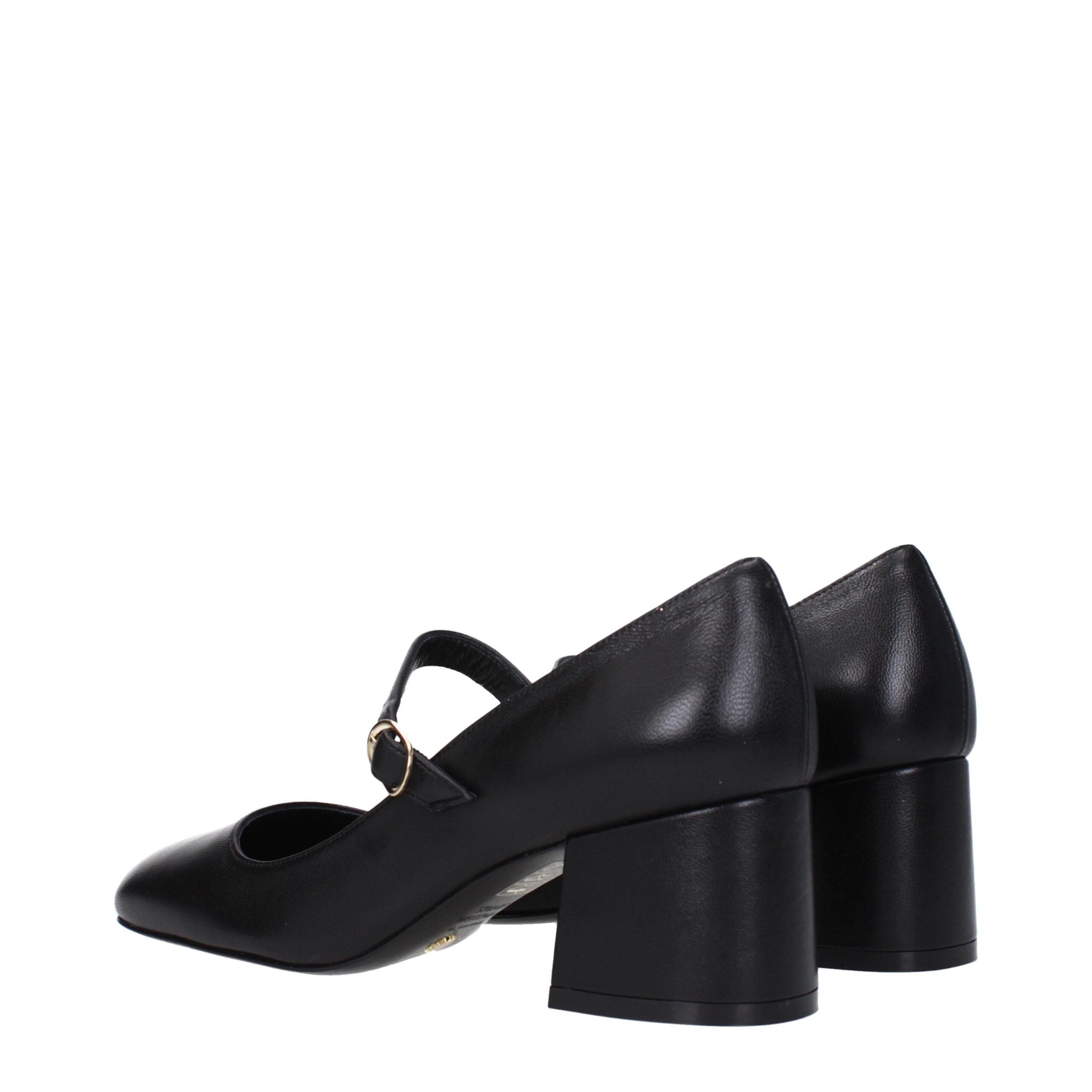 Black Leather Mid Heel Pumps Stuart Weitzman