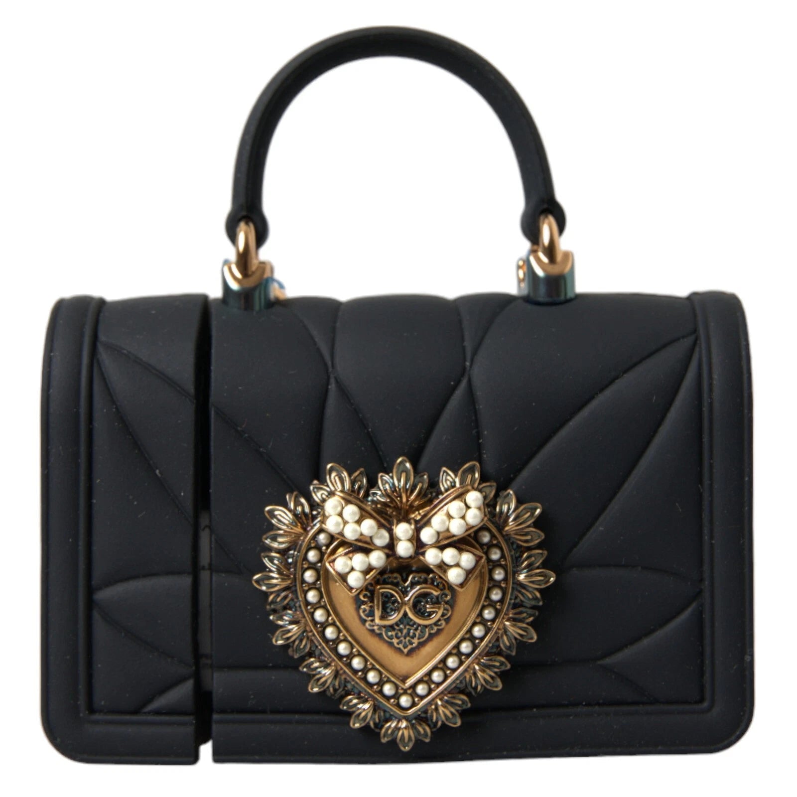 Case Black Silicone Devotion Heart Cover Hand Bag Airpod Dolce & Gabbana