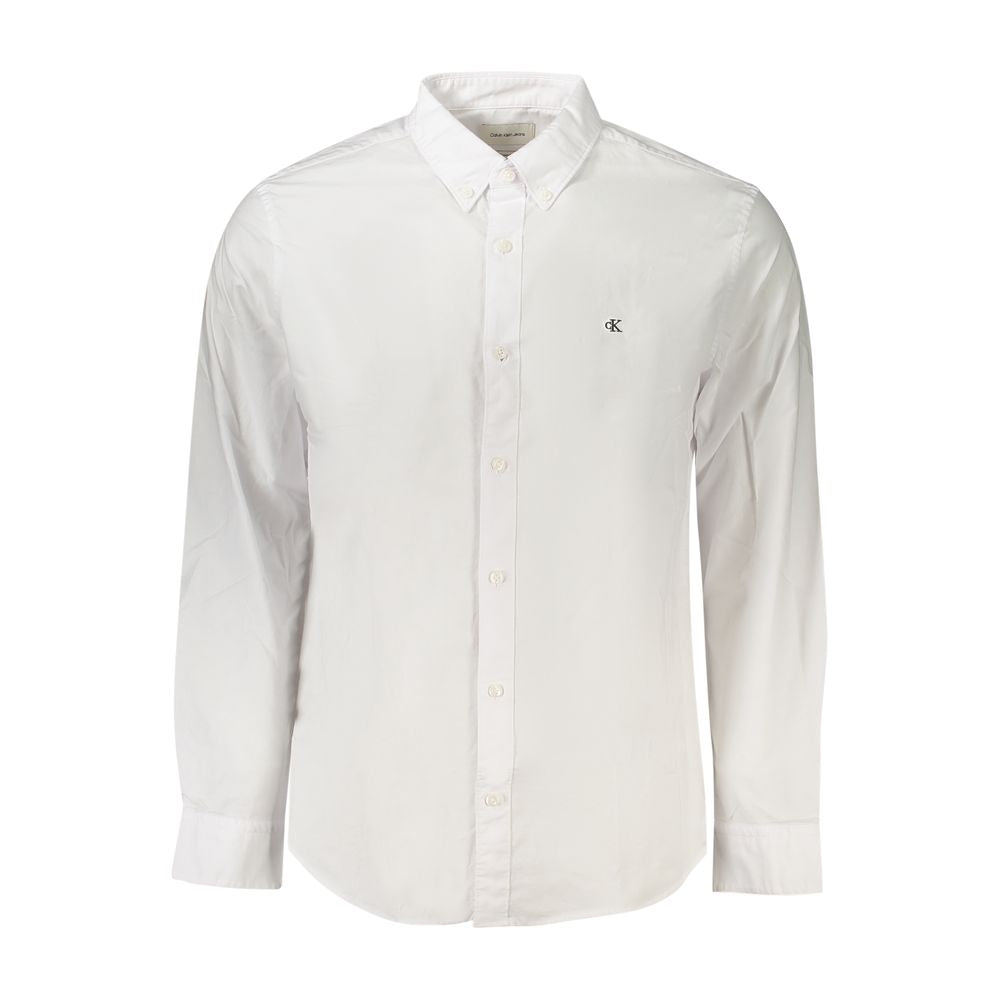 White Cotton Men Shirt Calvin Klein