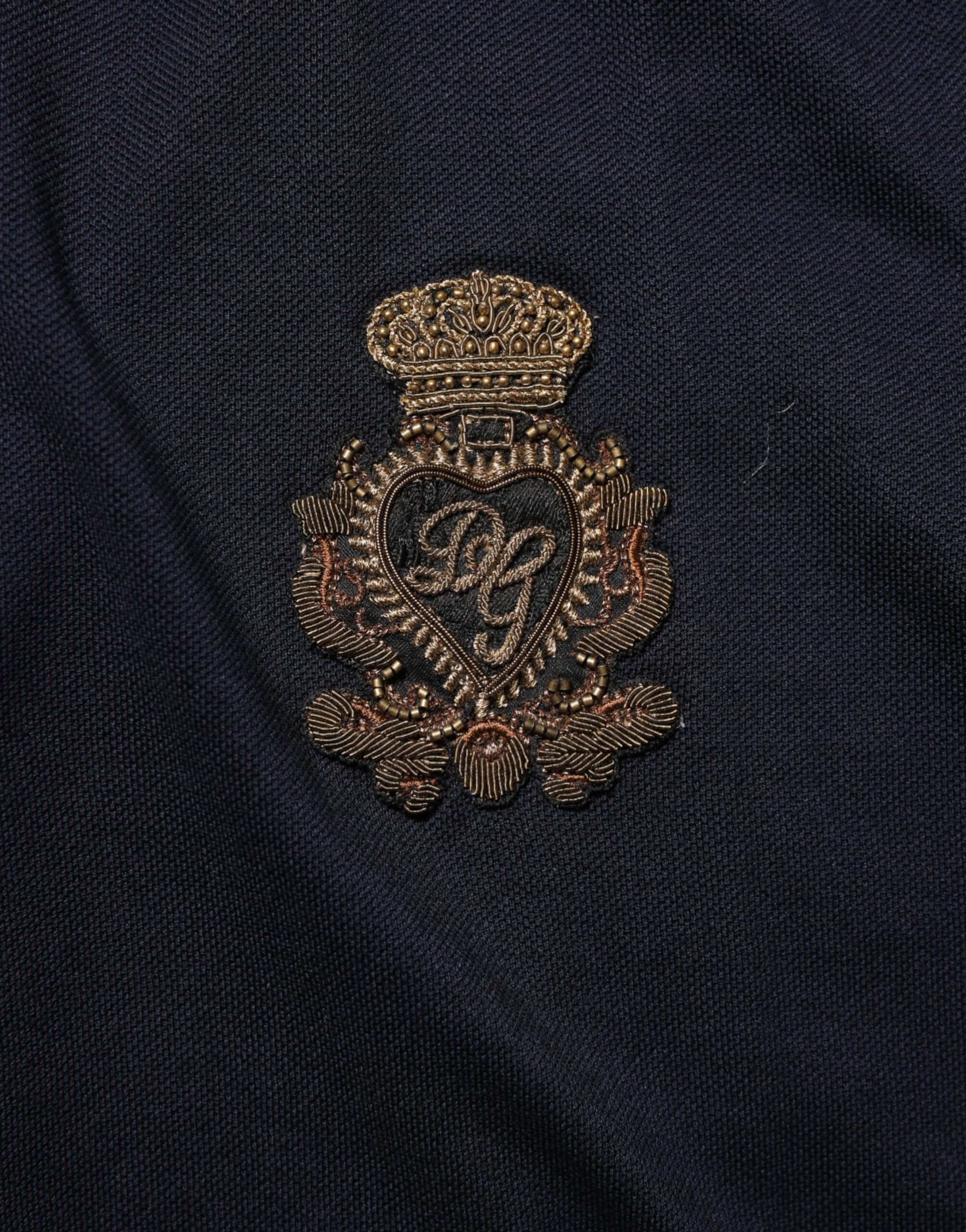 Navy Blue Cotton Crown Crest Logo Men T-Shirt Dolce & Gabbana