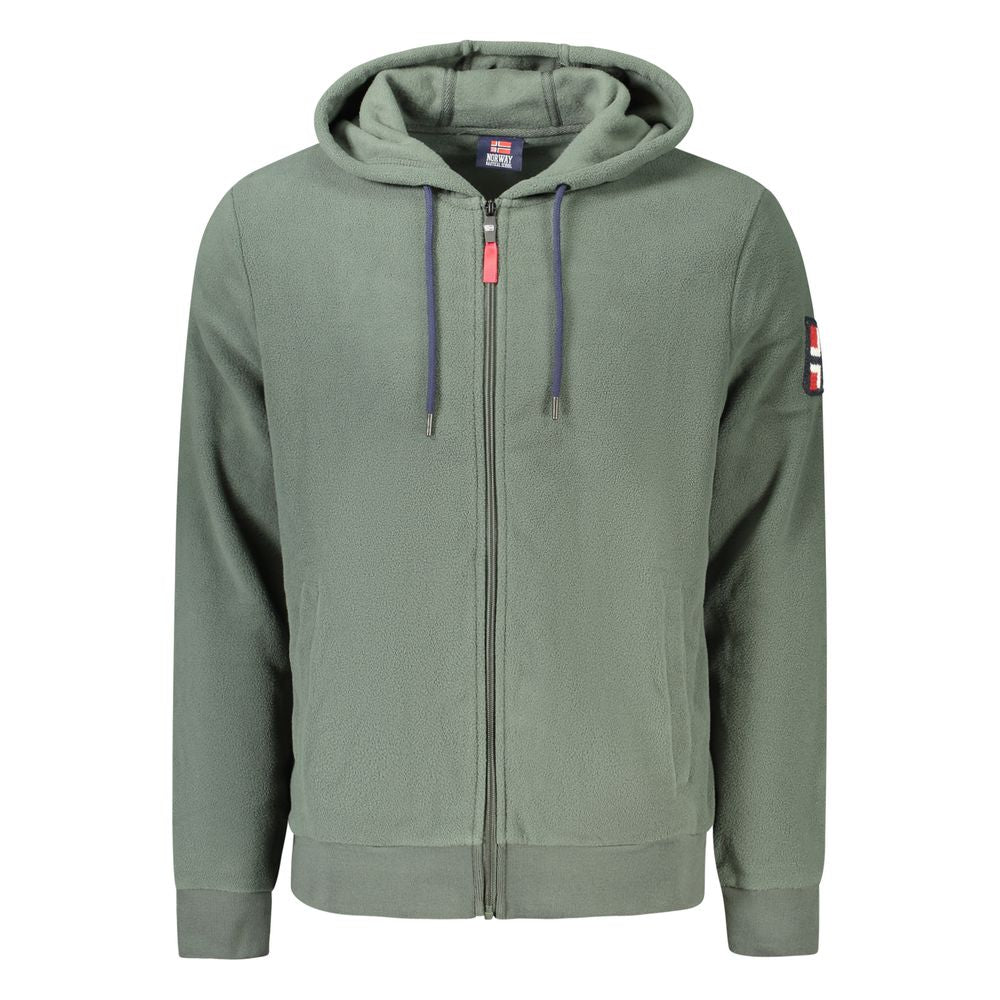 Green Polyester Men's Sweatshirt with Hood Norway 1963