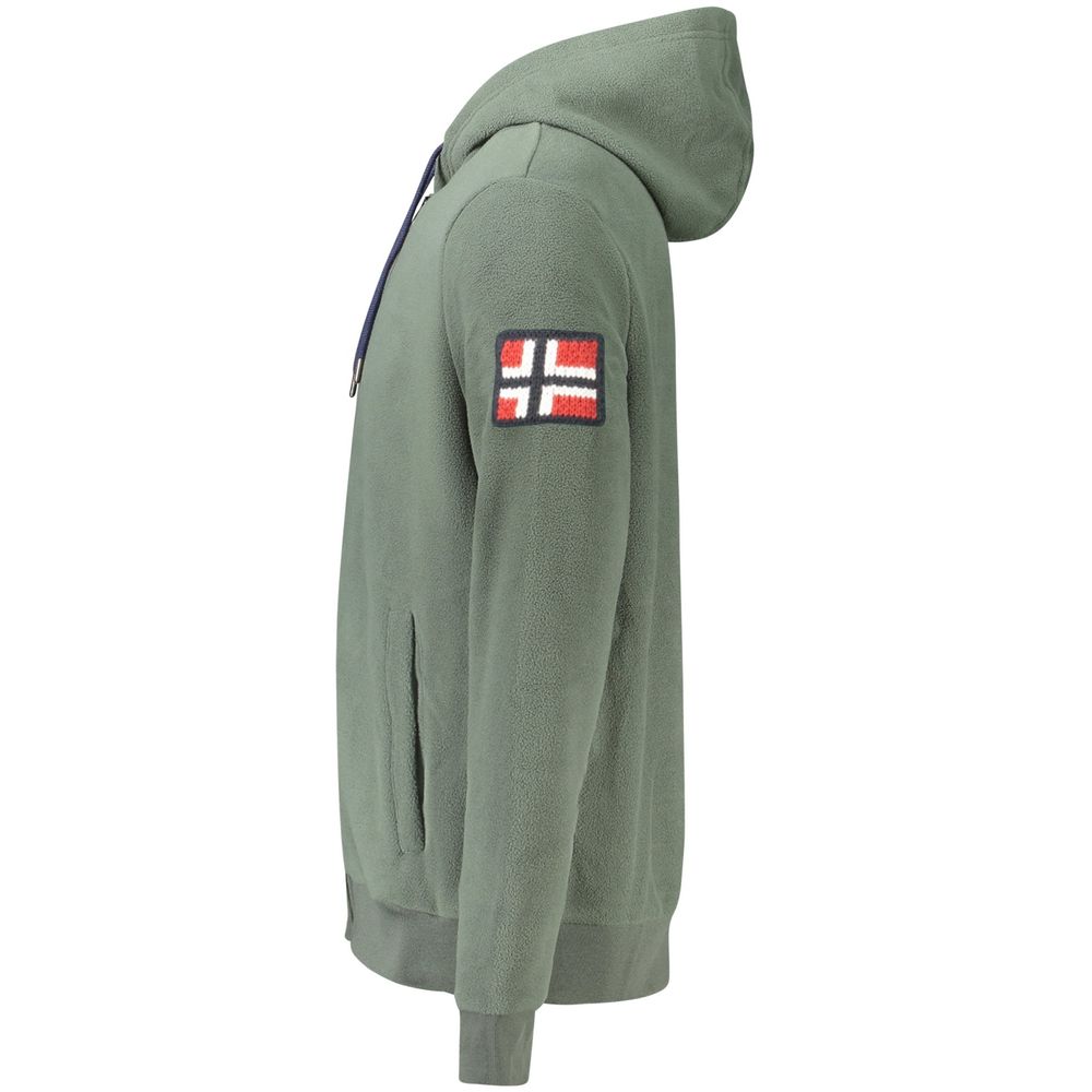 Green Polyester Men's Sweatshirt with Hood Norway 1963