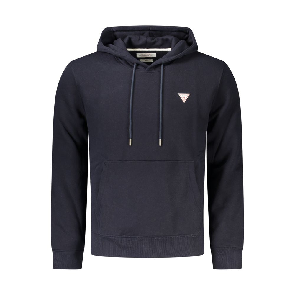 Blue Organic Cotton Men Sweater Hoodie Guess Jeans