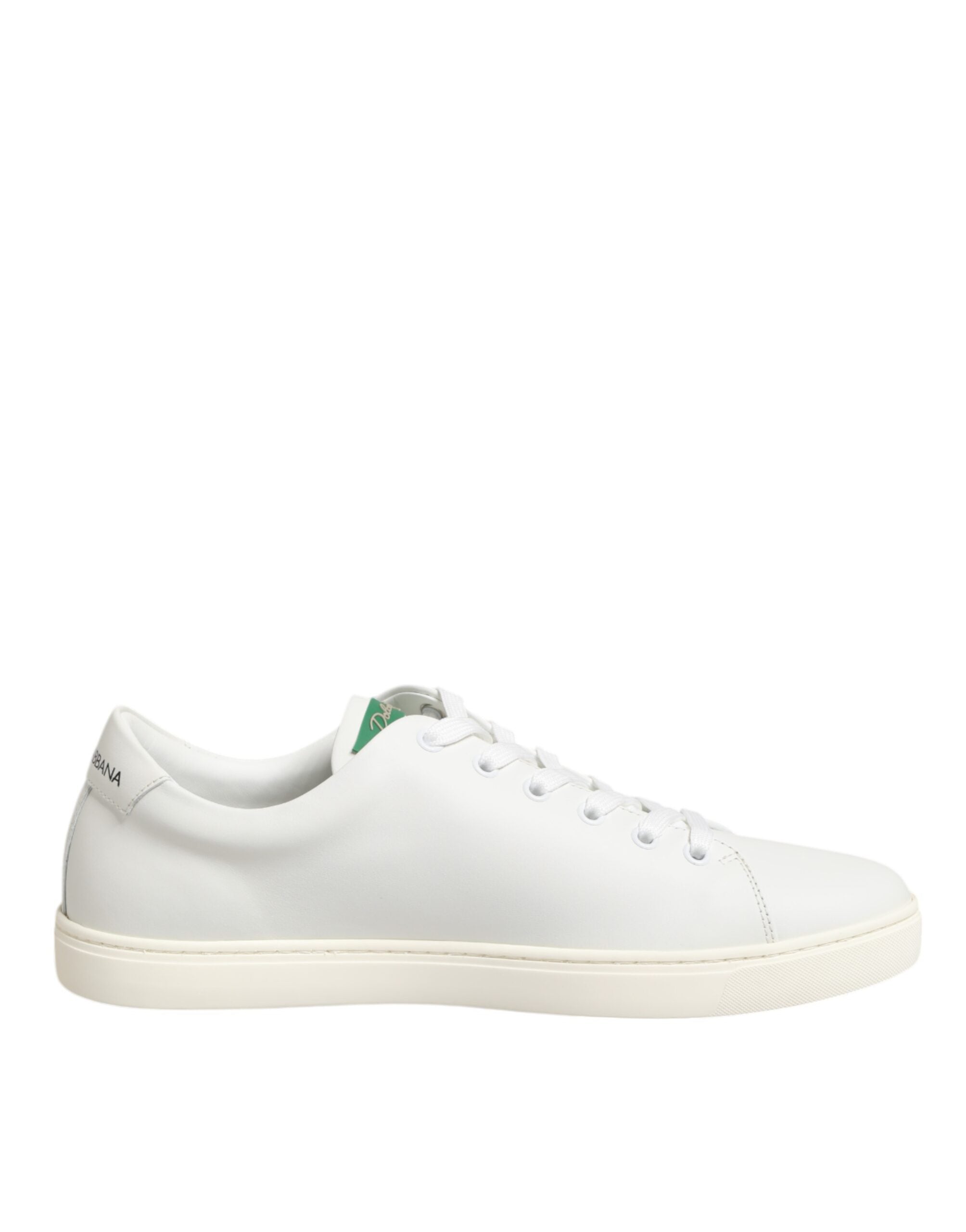 White Leather Rose Embroidery Low-Top Shoes Dolce & Gabbana