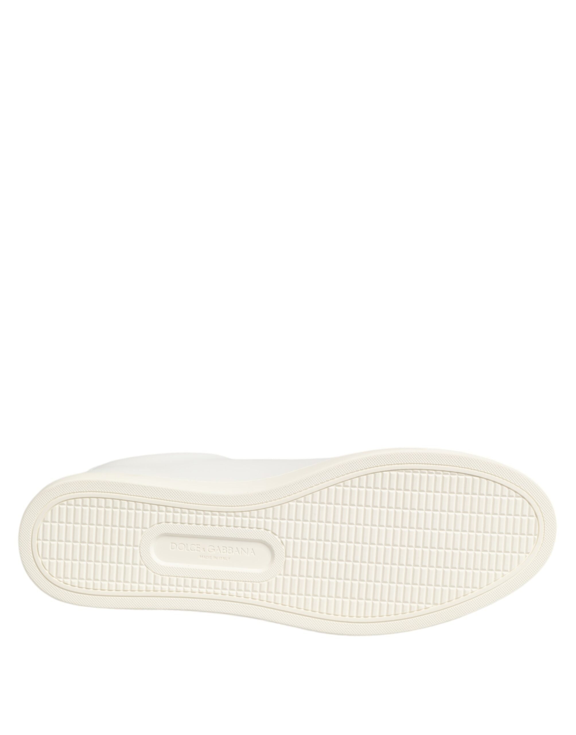 White Leather Rose Embroidery Low-Top Shoes Dolce & Gabbana