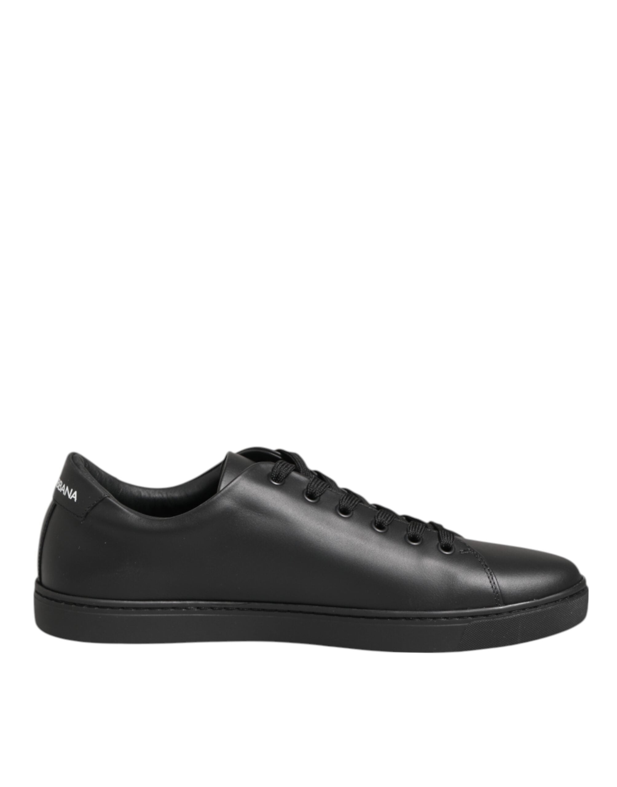 Black Leather Crystal Heart Sneakers Shoes Dolce & Gabbana