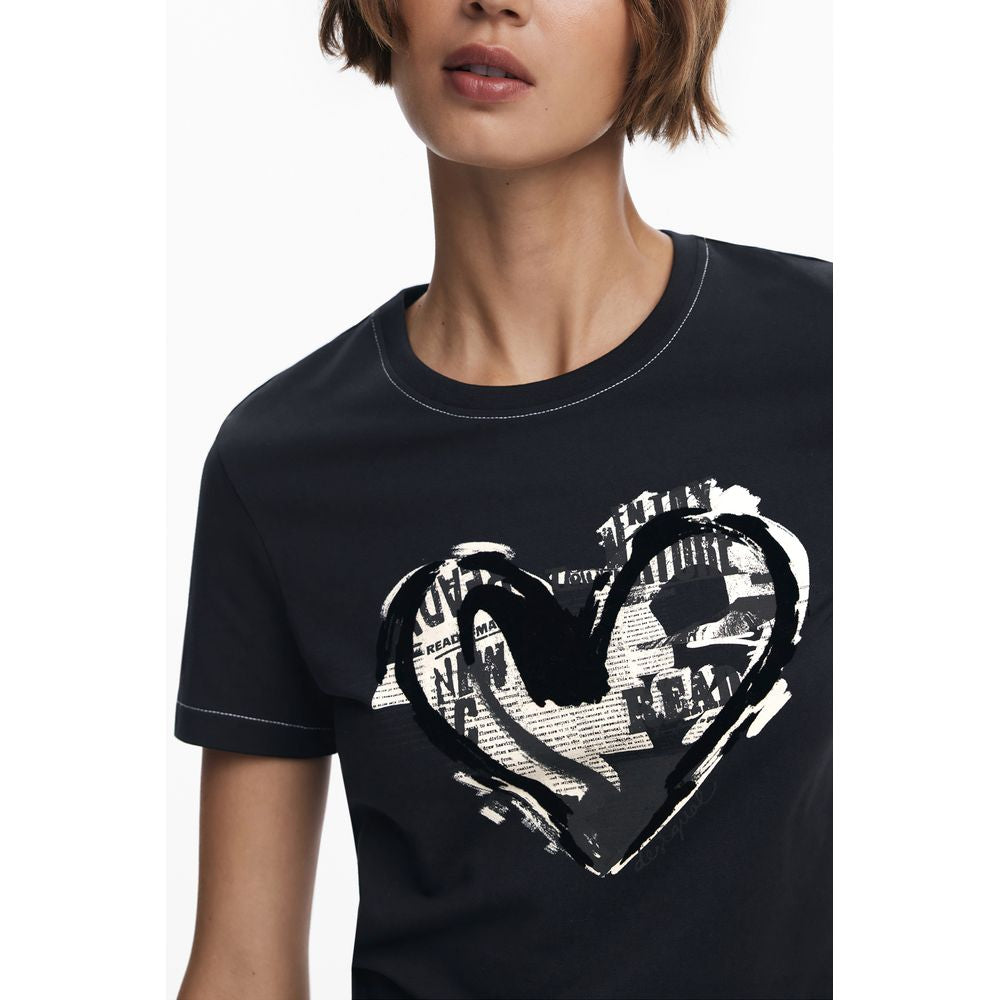 Black Cotton Women T-Shirt Desigual