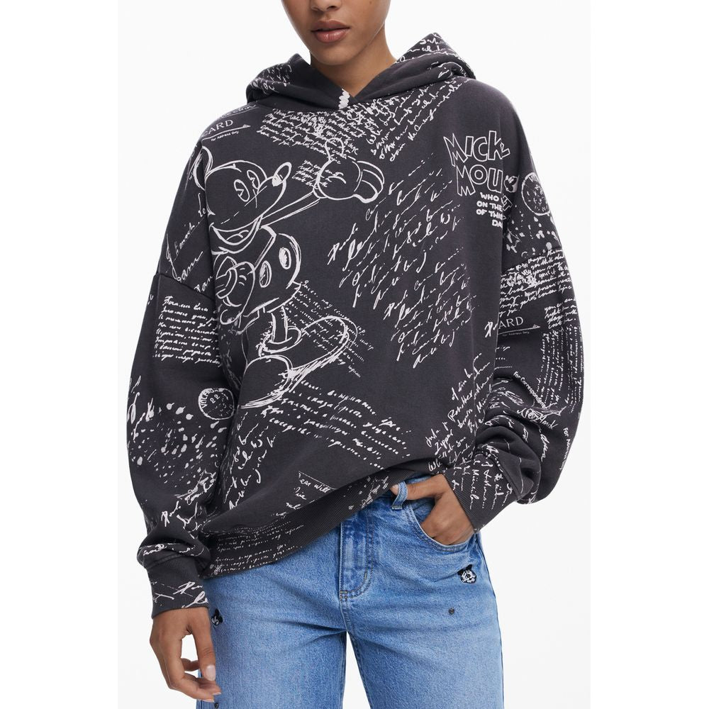 Black Cotton Women Hoodie Desigual