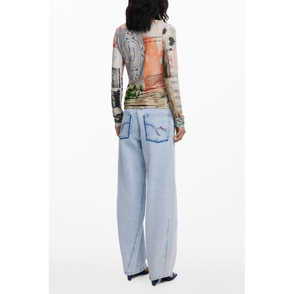 Beige Viscose Women Top Desigual