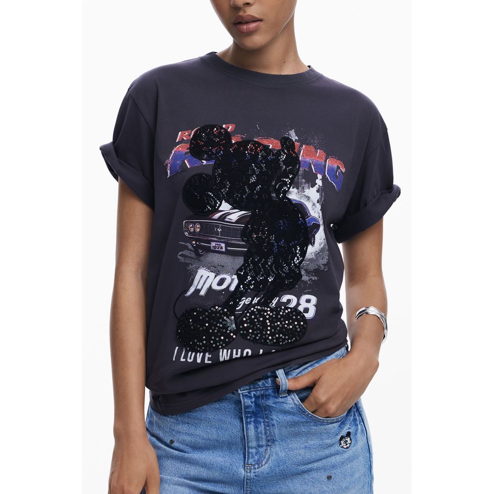 Black Cotton Women T-Shirt Desigual