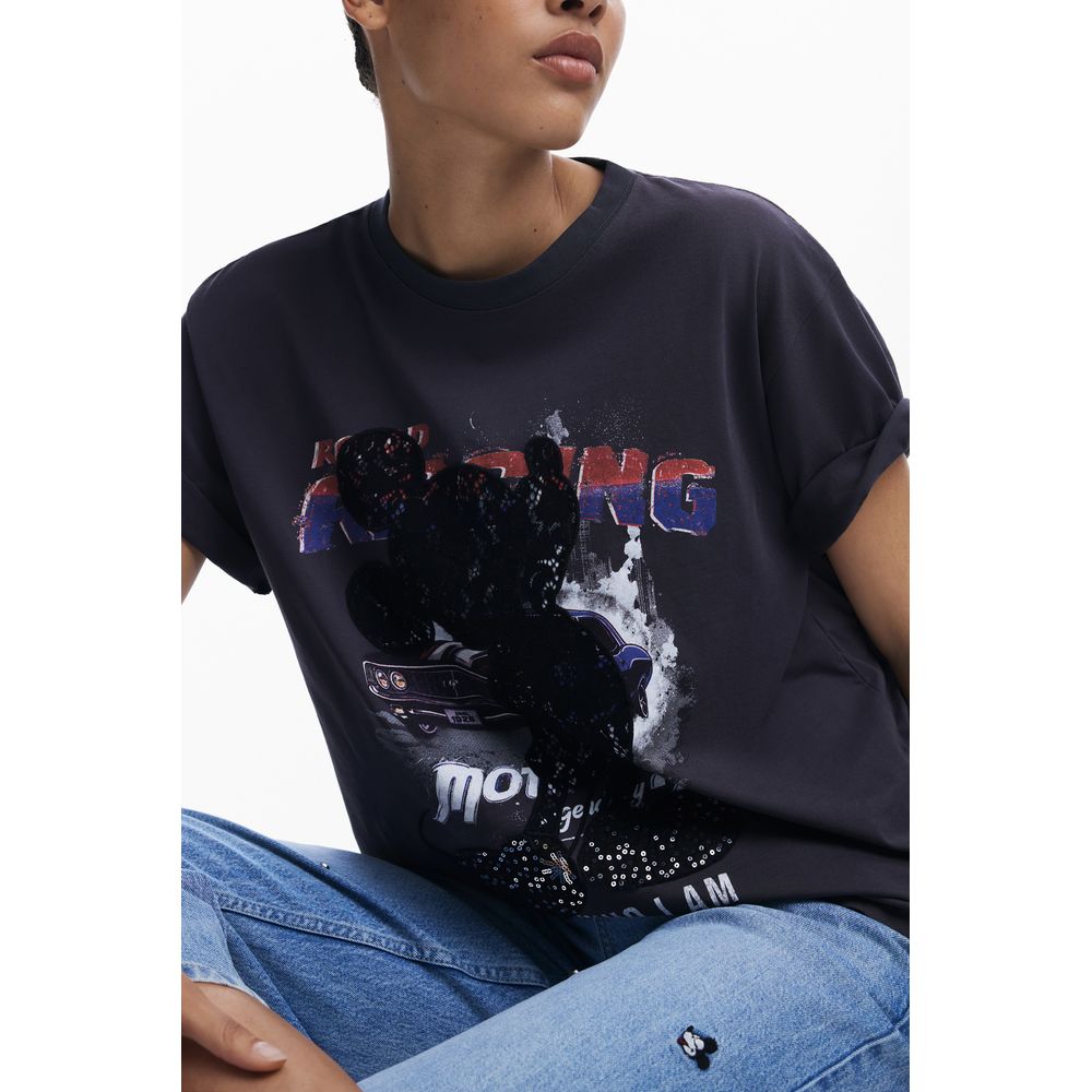 Black Cotton Women T-Shirt Desigual