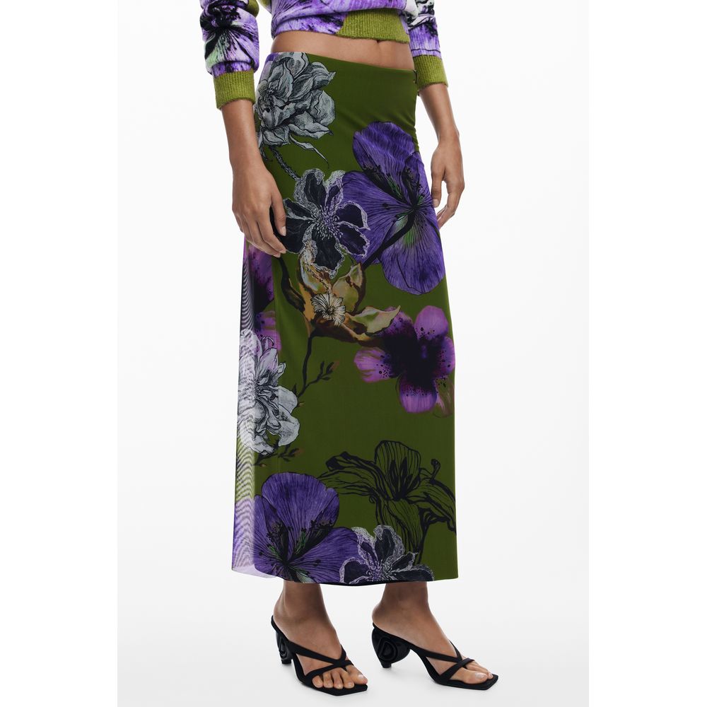Green Polyester Women Skirt Desigual