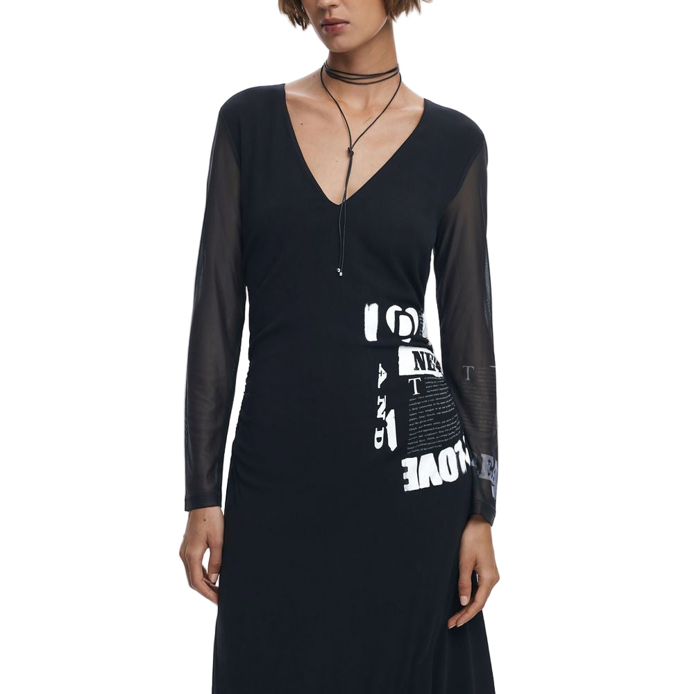 Black Polyester Women Dress Desigual