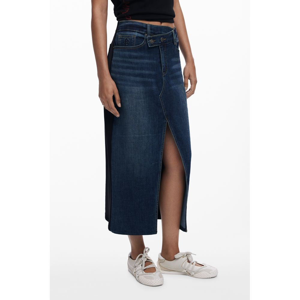 Blue Cotton Women Skirt Desigual