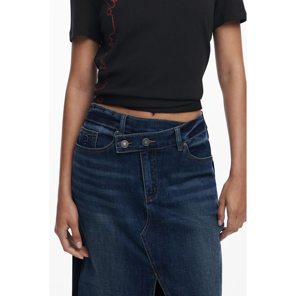 Blue Cotton Women Skirt Desigual