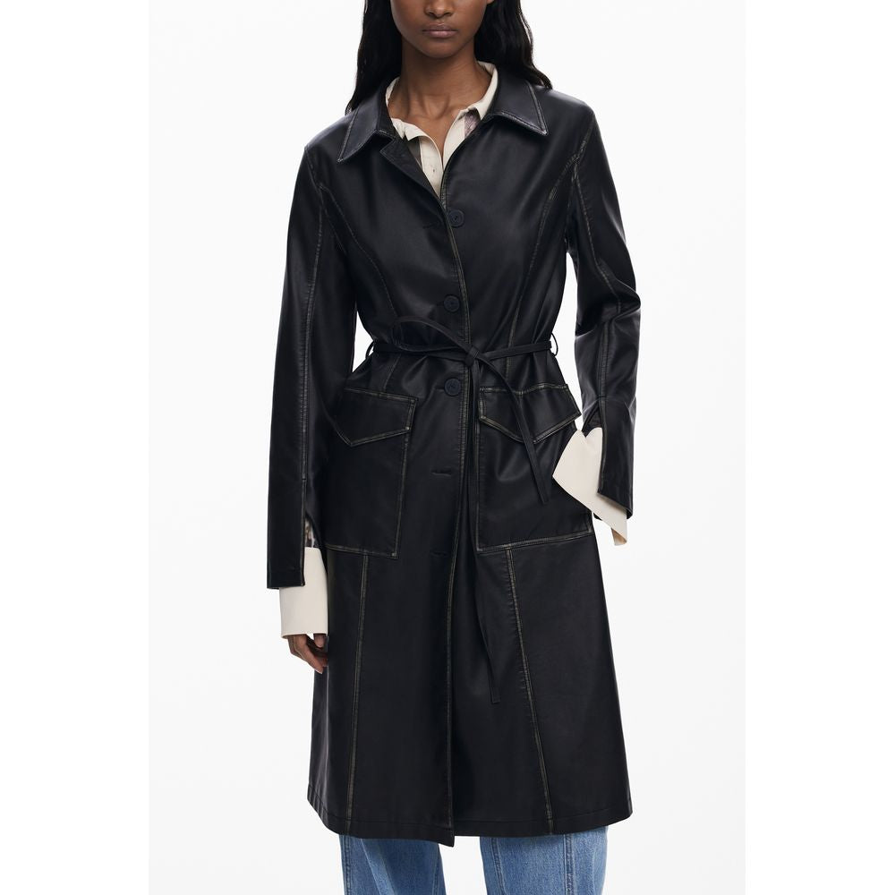 Black Polyethylene Women Coat Desigual