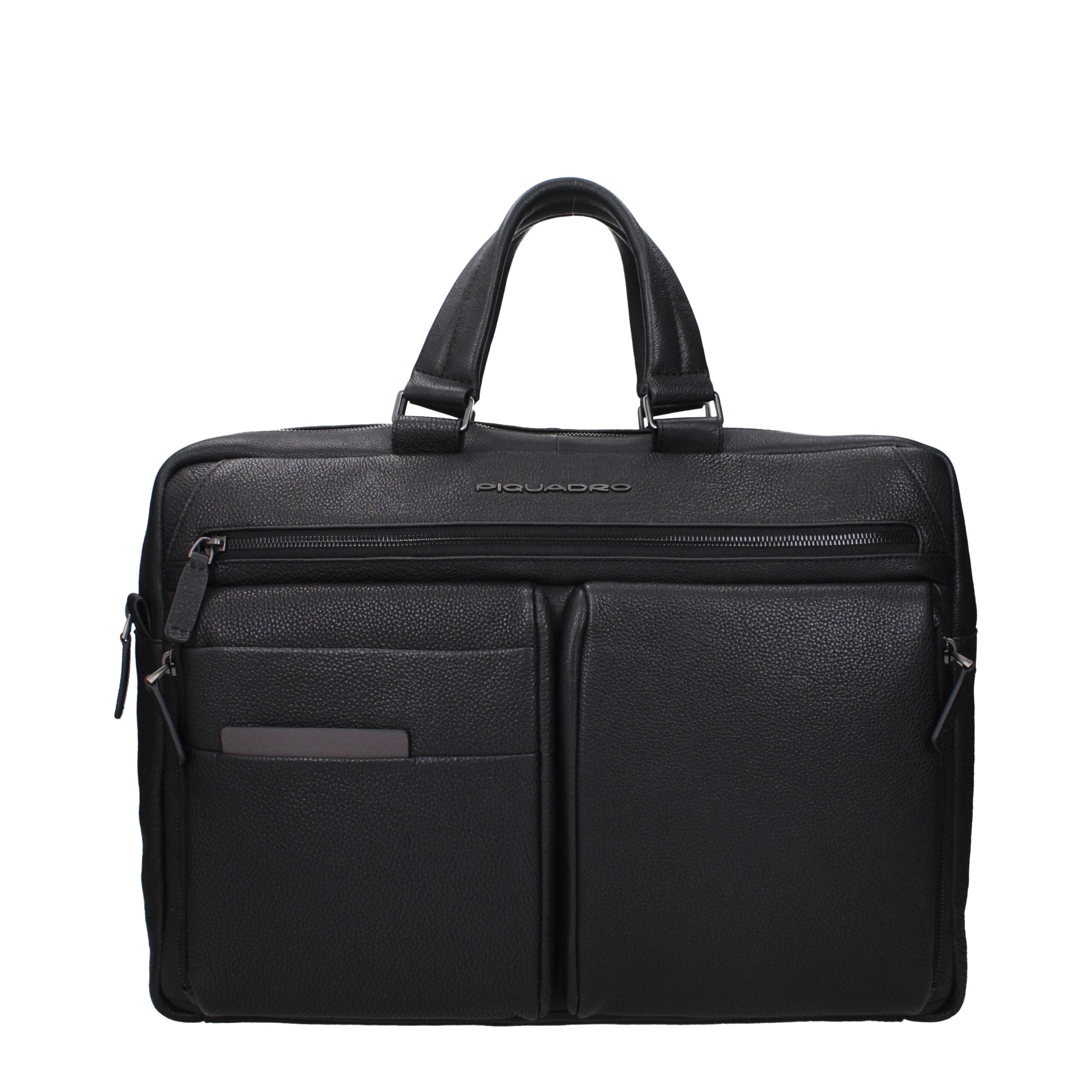Black Leather Business And Laptop Bags Piquadro