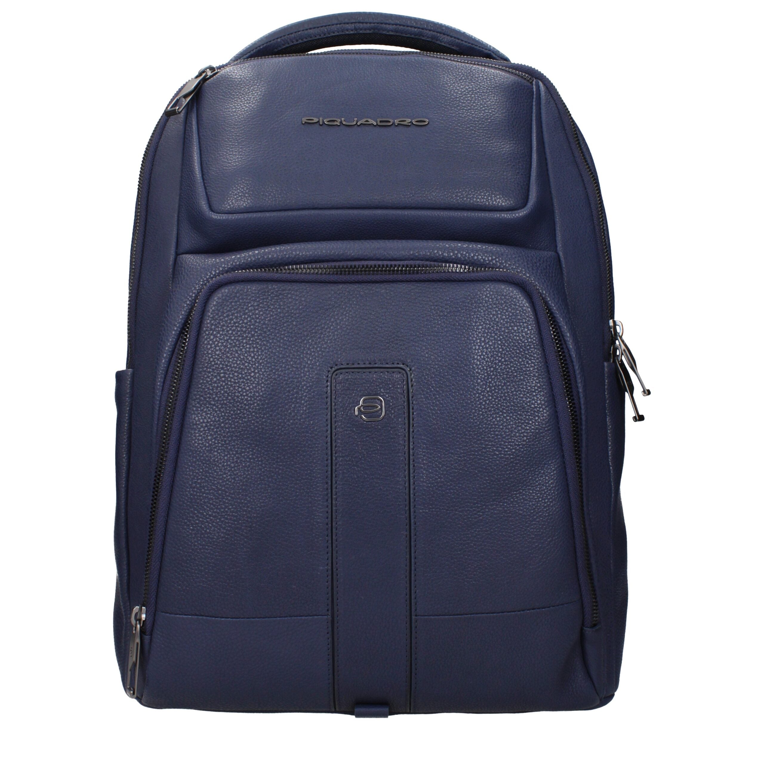 Blue Leather Backpacks Piquadro