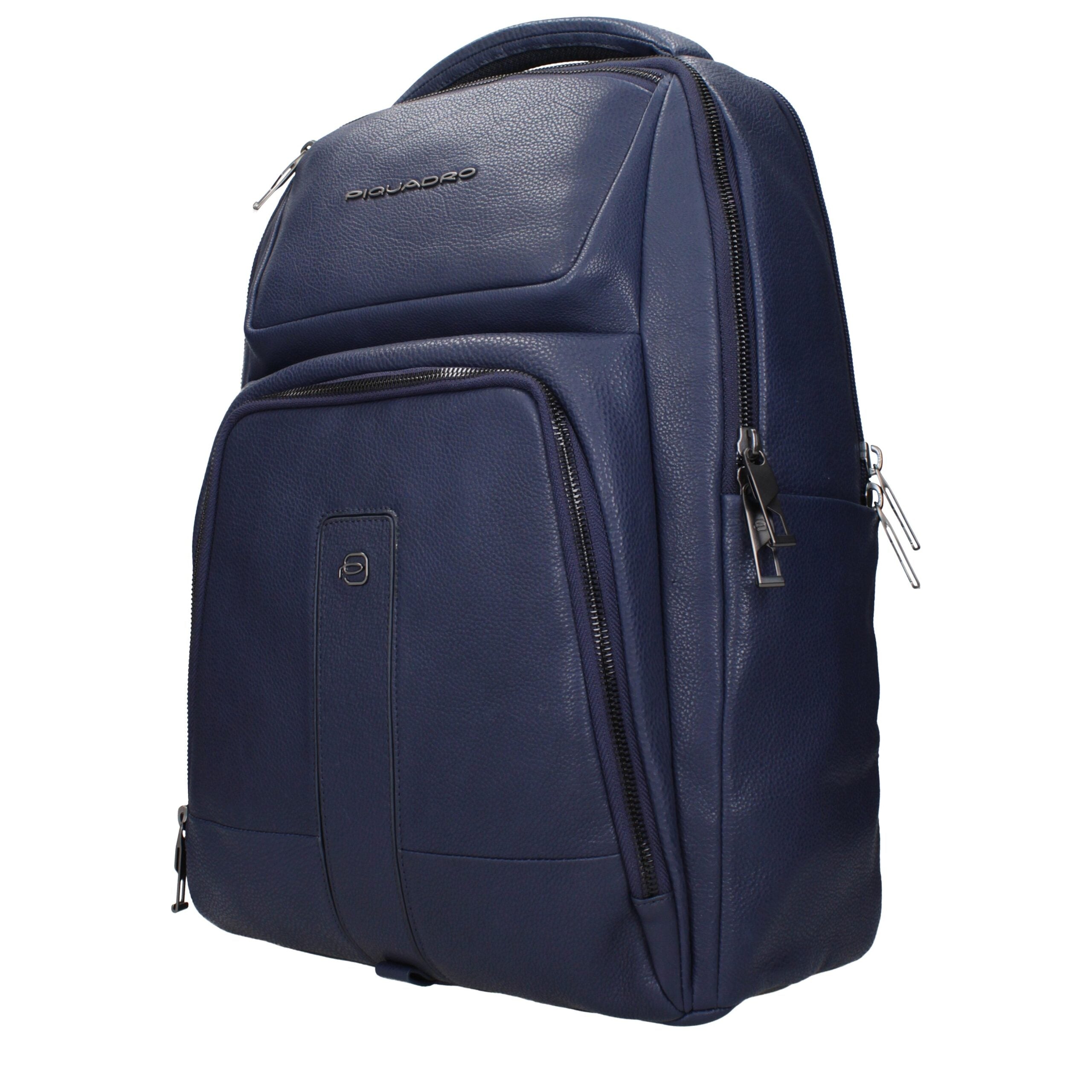 Blue Leather Backpacks Piquadro