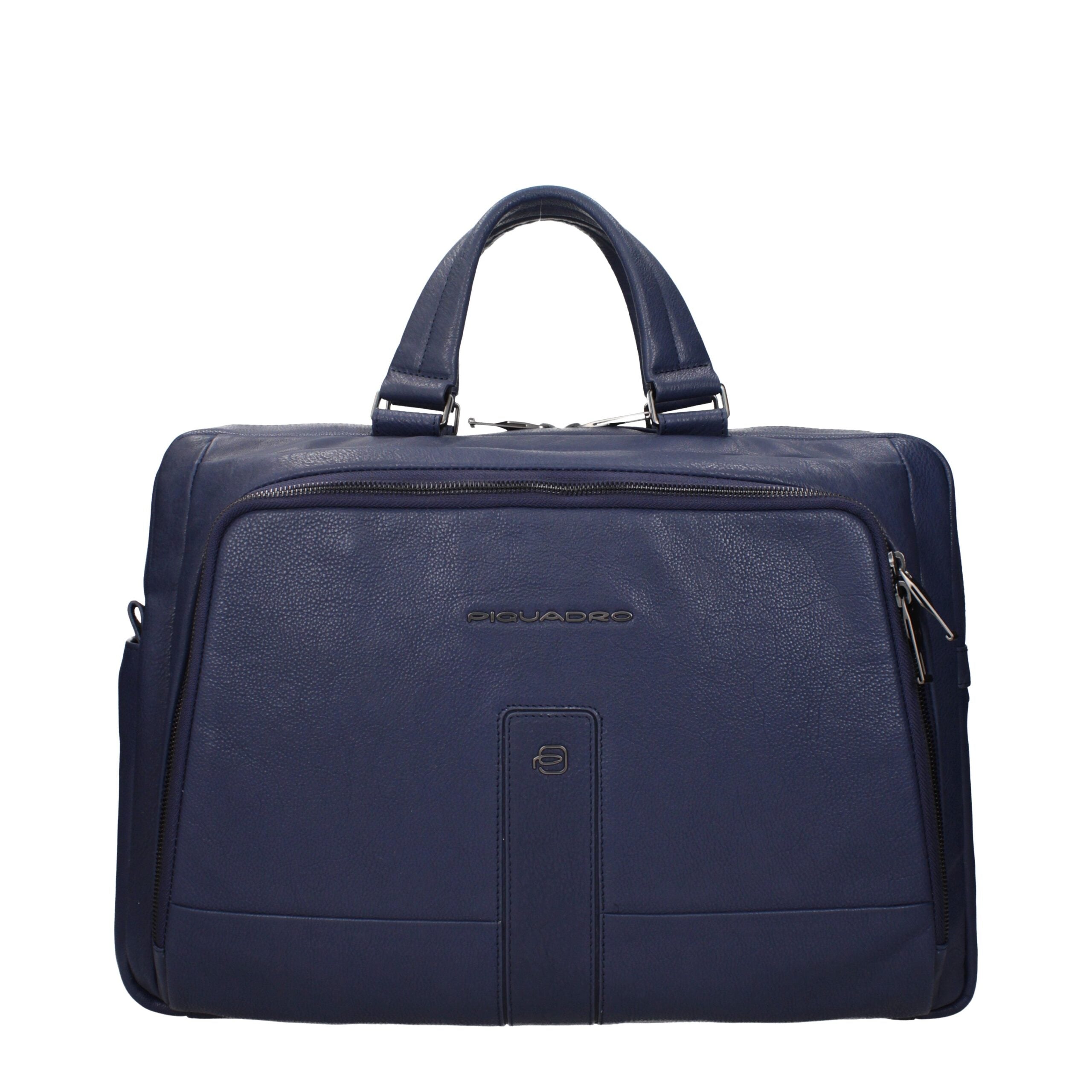 Blue Leather Business And Laptop Bags Piquadro