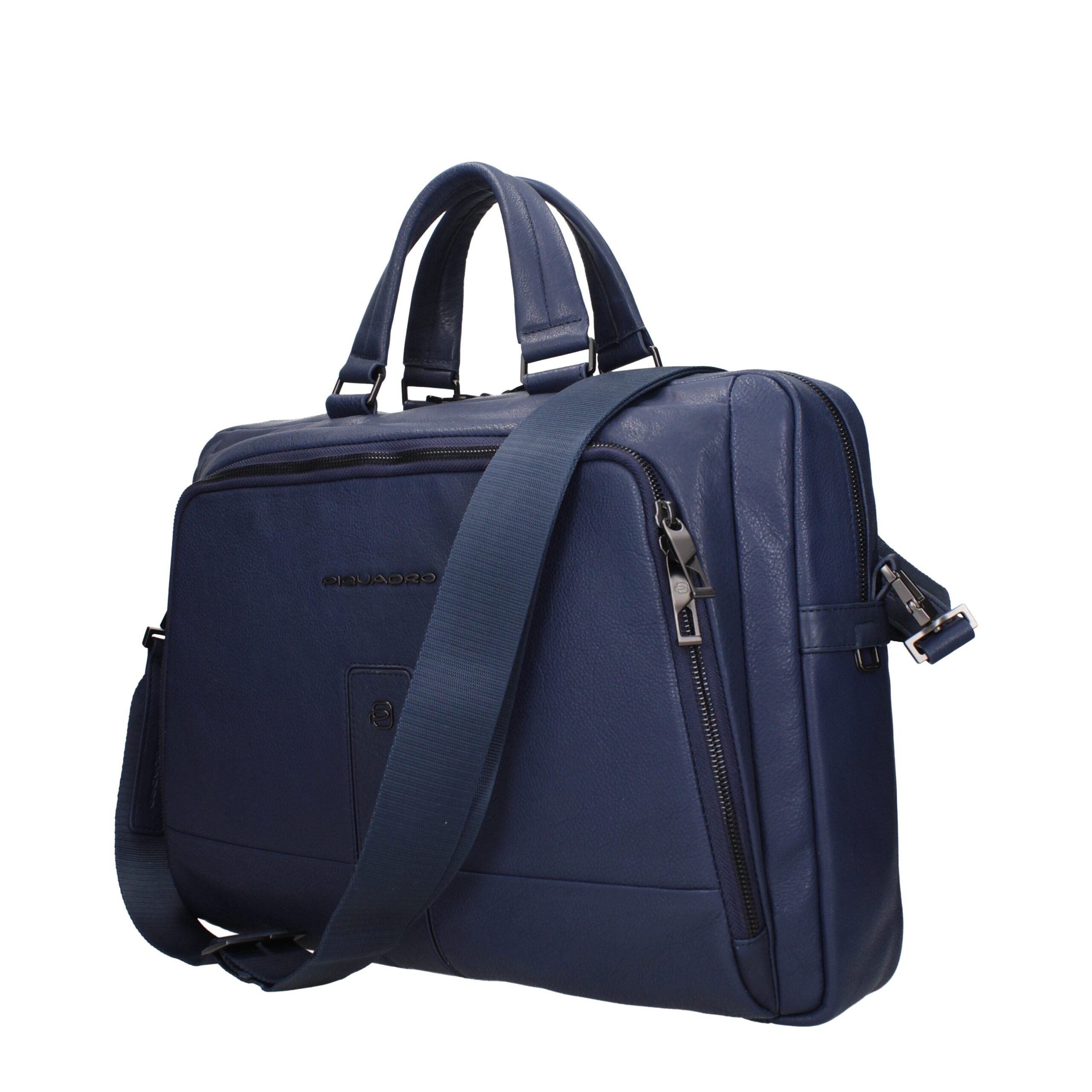 Blue Leather Business And Laptop Bags Piquadro